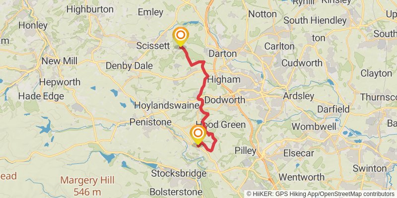 Denby Loop from Upper Cumberworth stage 2 Map