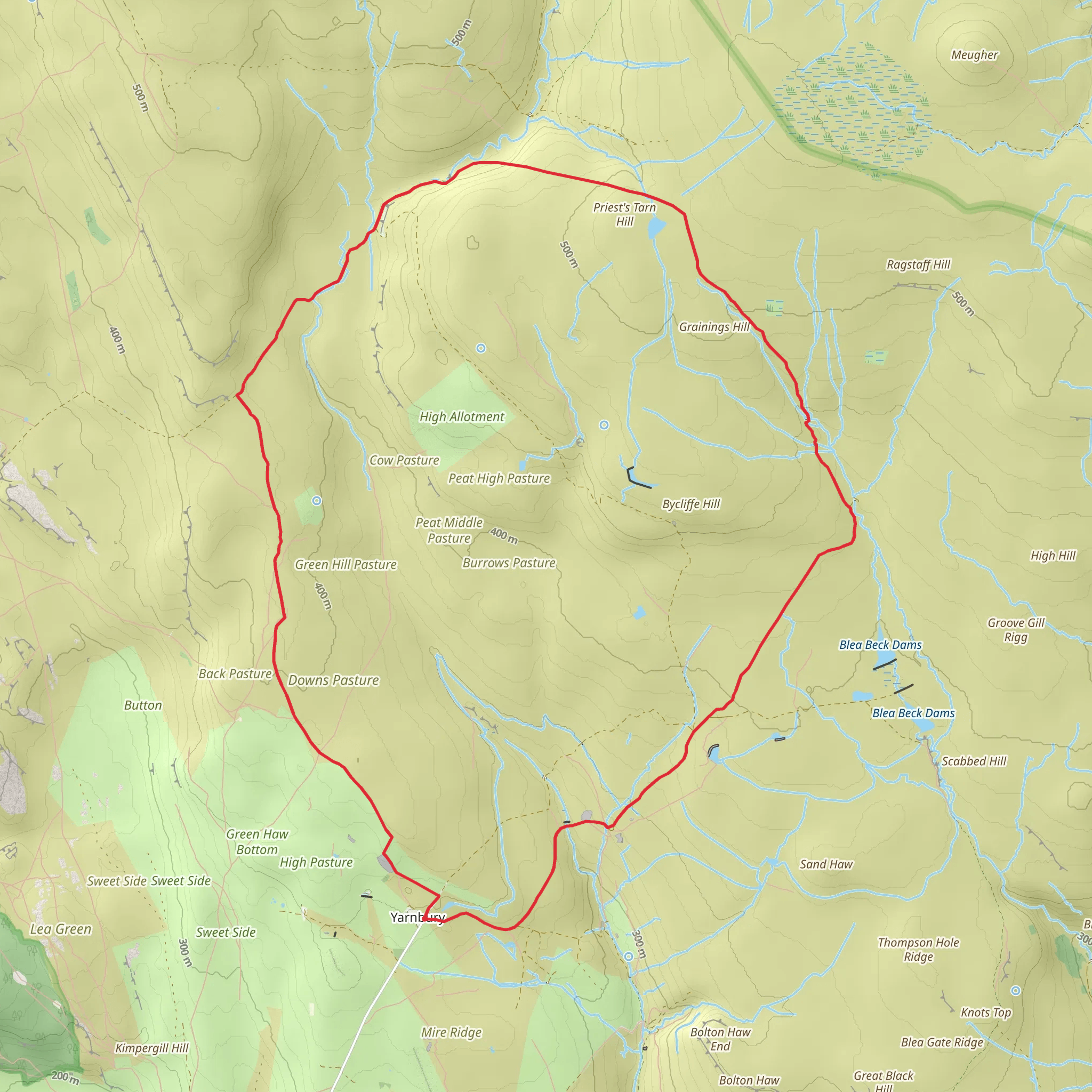 Grassington Moor - Priest's Tarn - Black Edge and Mossdale Scar mobile static map