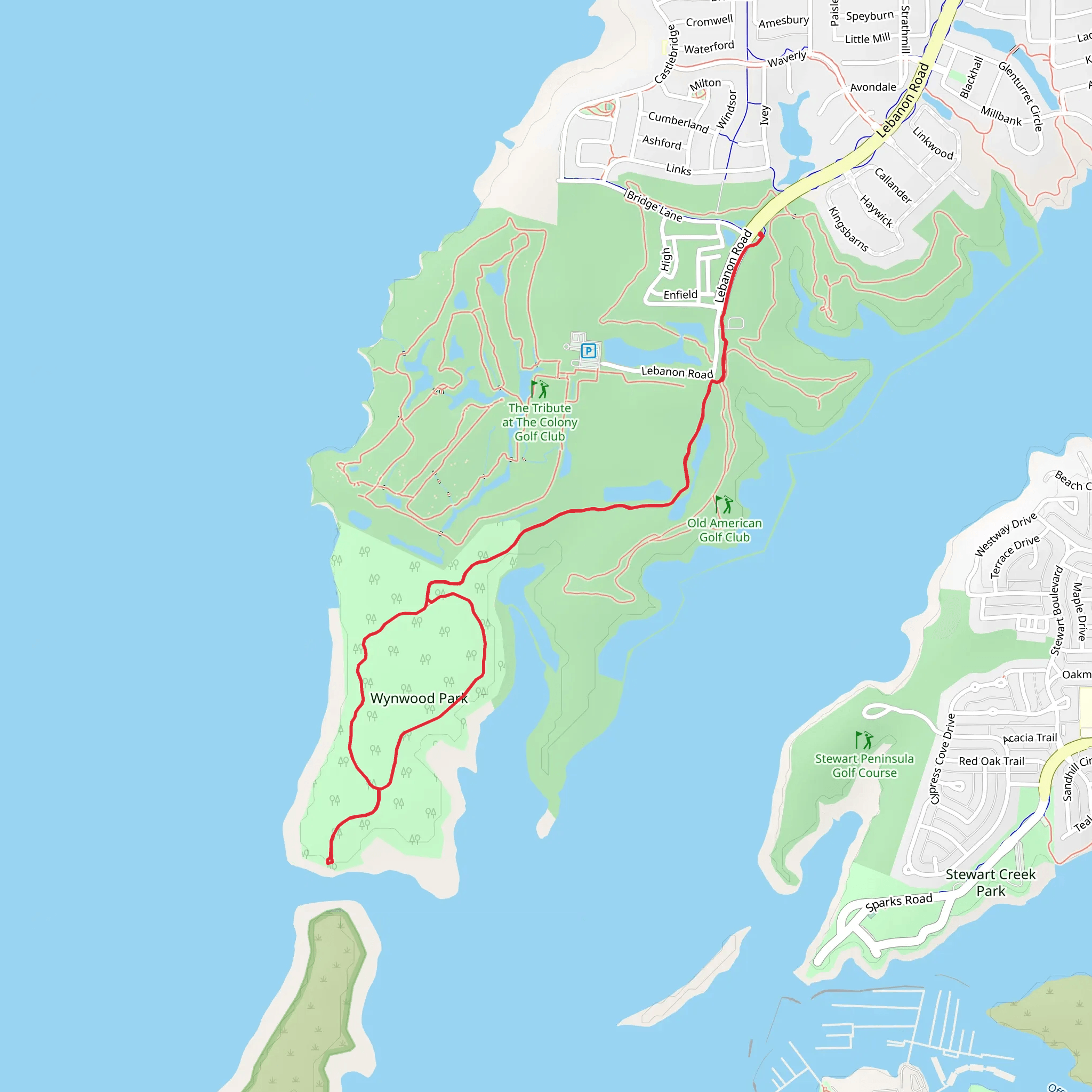 Tribute Shoreline Nature Loop Trail mobile static map