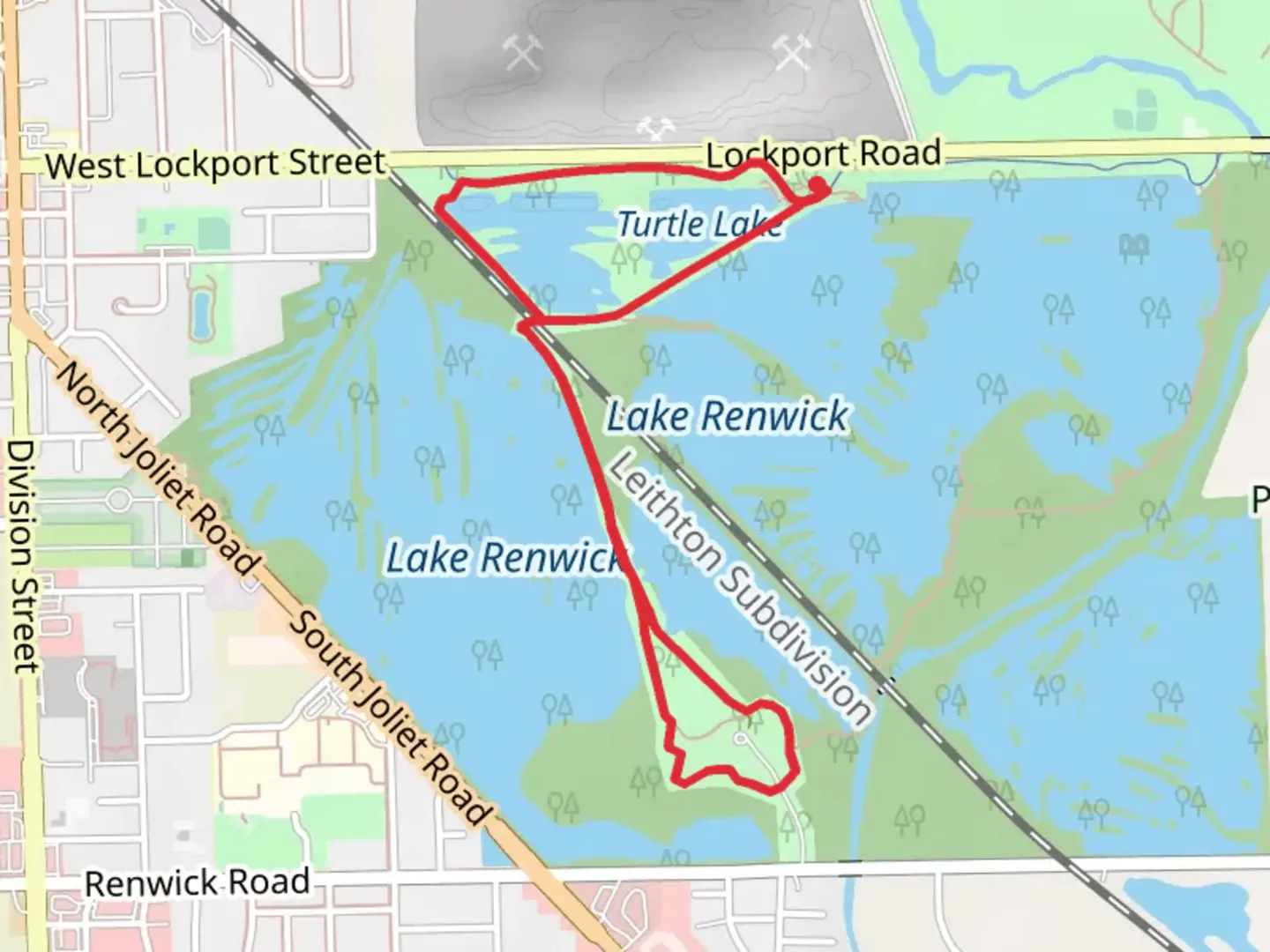 An image depicting the trail Turtle Lake and Lake Renwick Preserve Loop and its surrounding area.