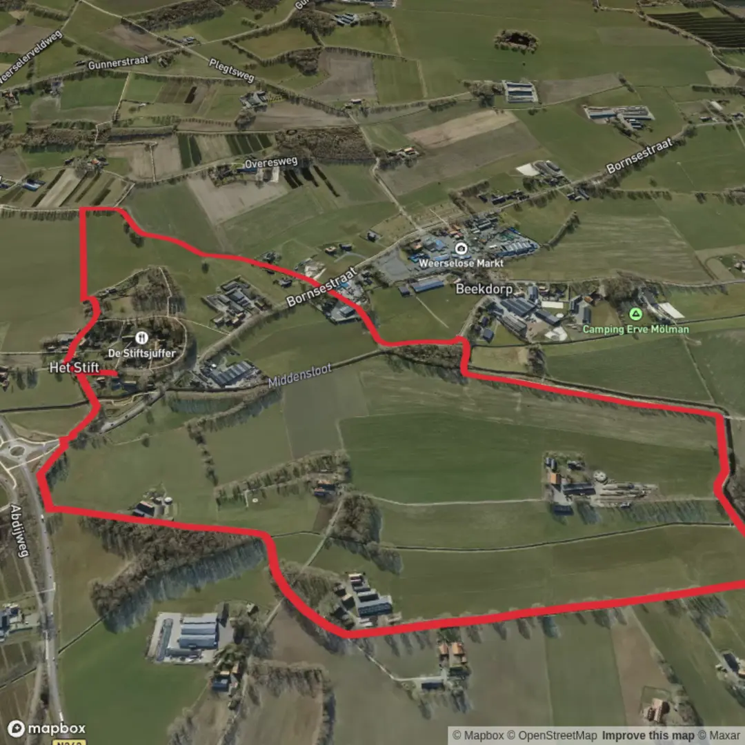 An image depicting the trail Weerselo and Munsterhoek Loop and its surrounding area.