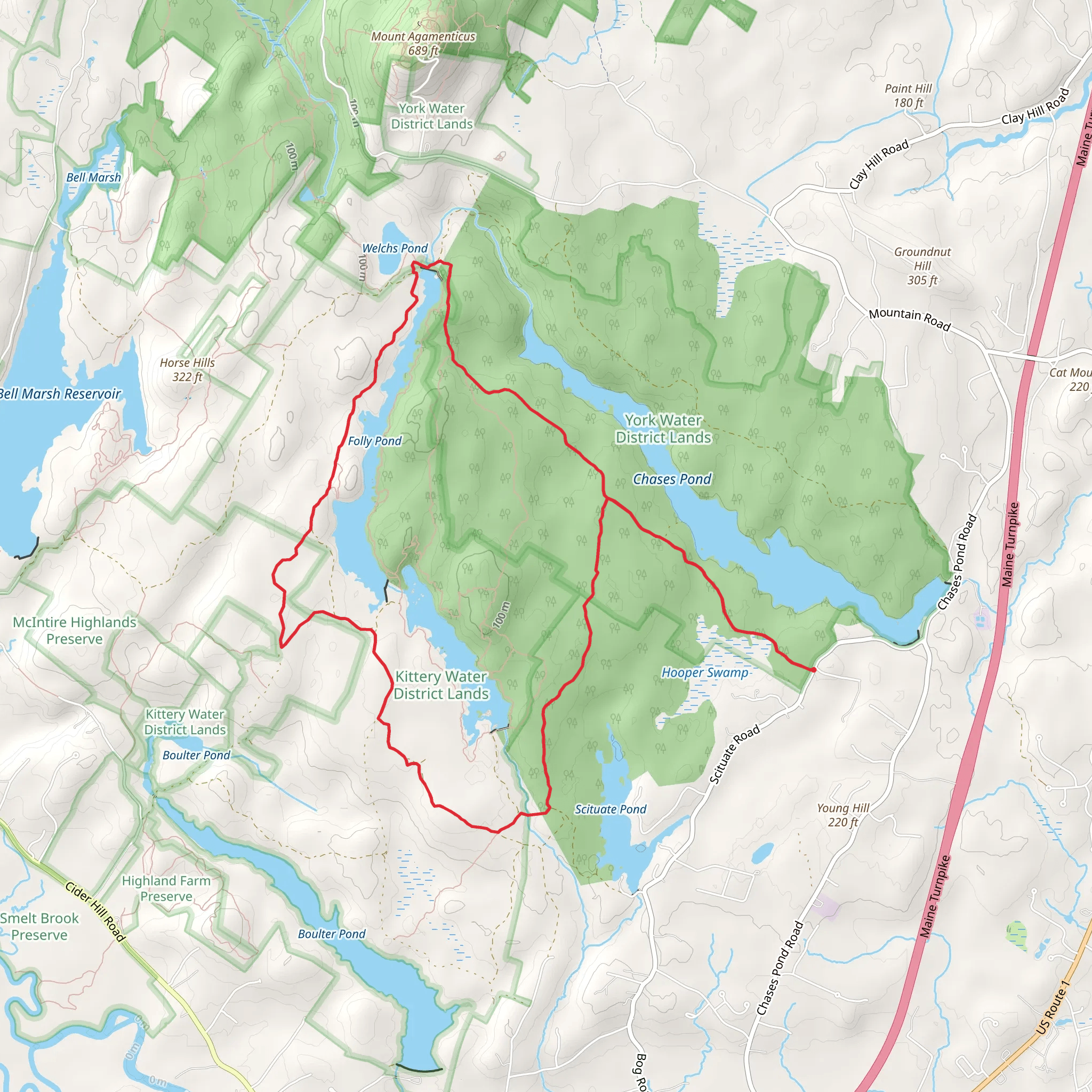 Folly and Middle Pond Loop mobile static map