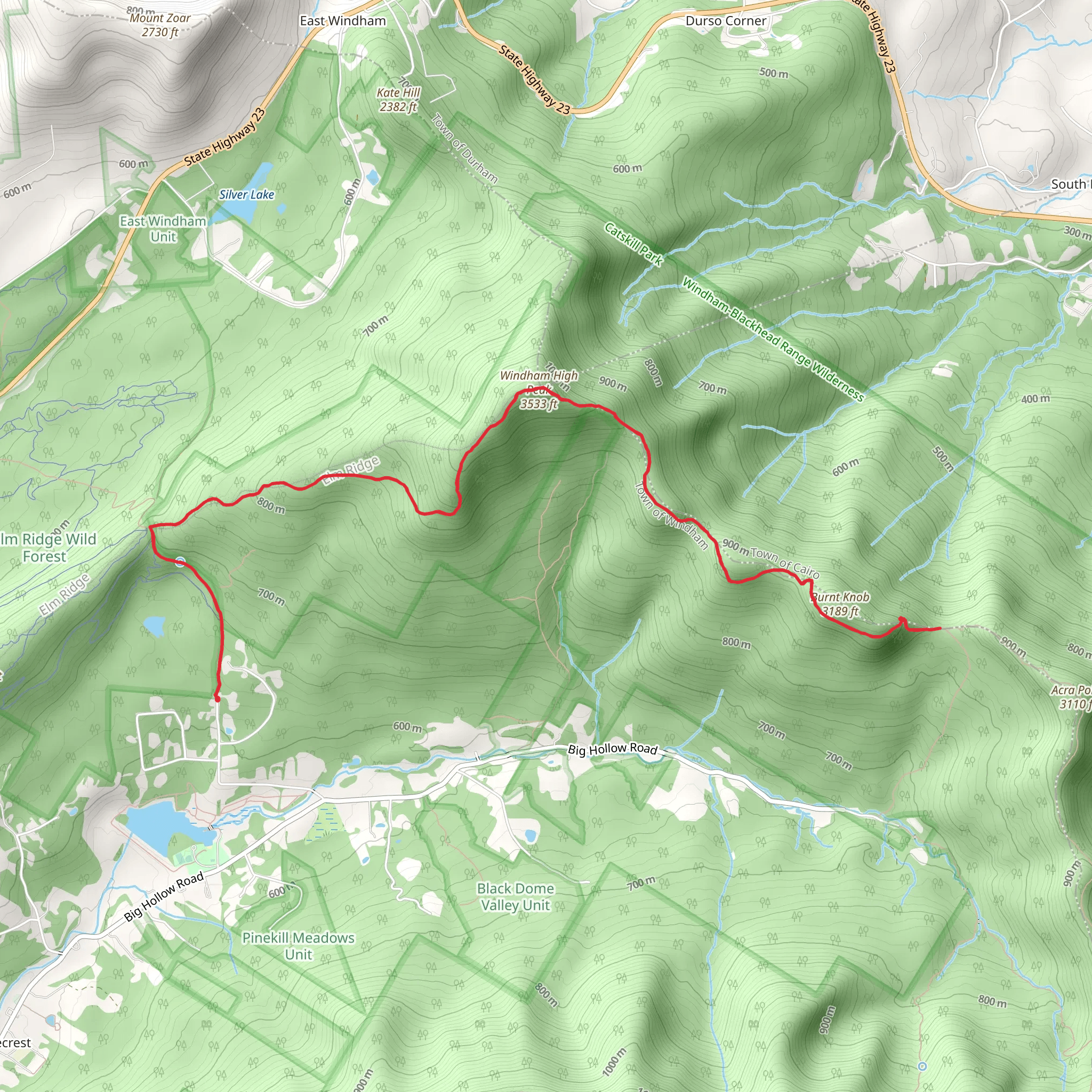 Windham High Peak and Burnt Knob from Peck Road mobile static map