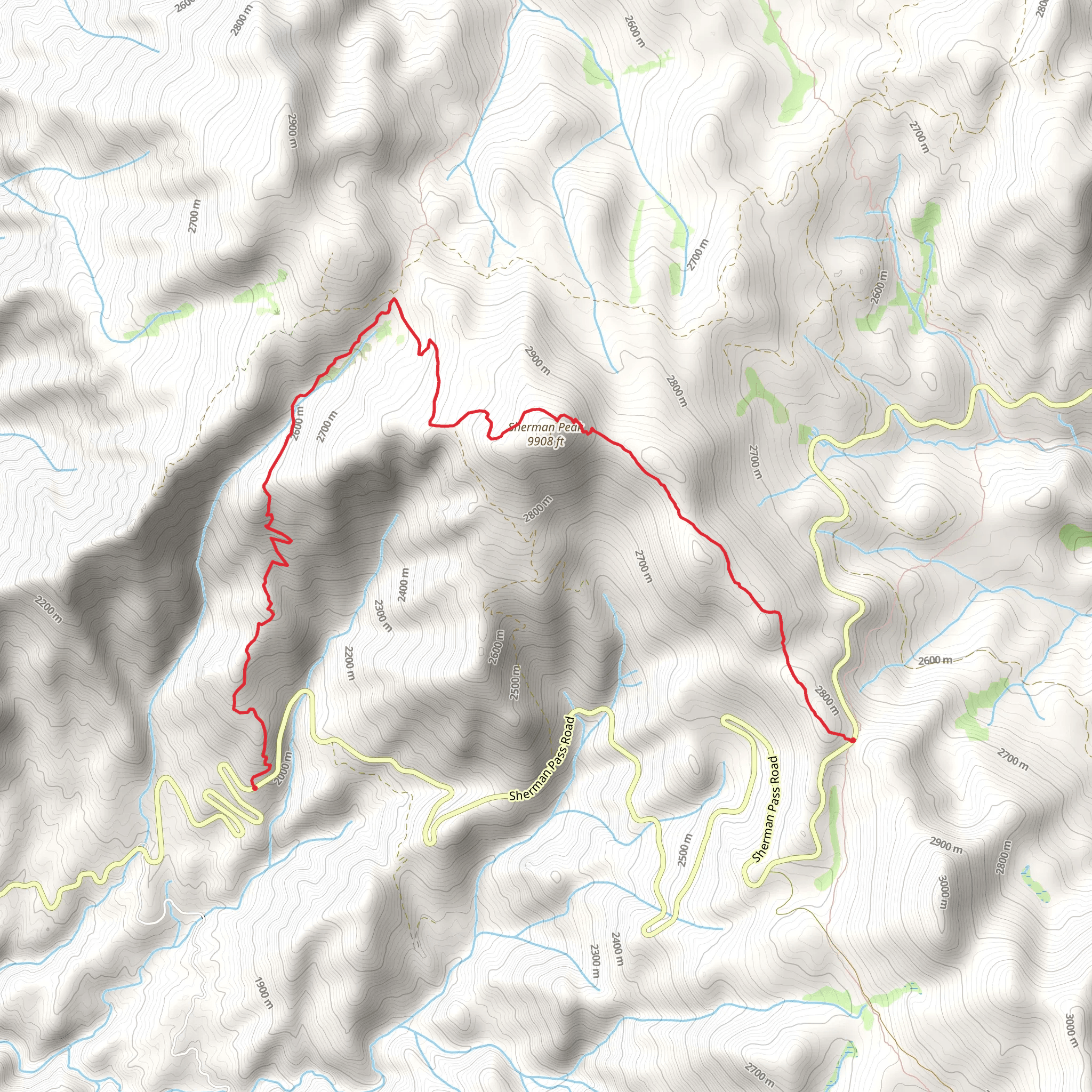 Sherman Pass and Sherman Peak Trail mobile static map