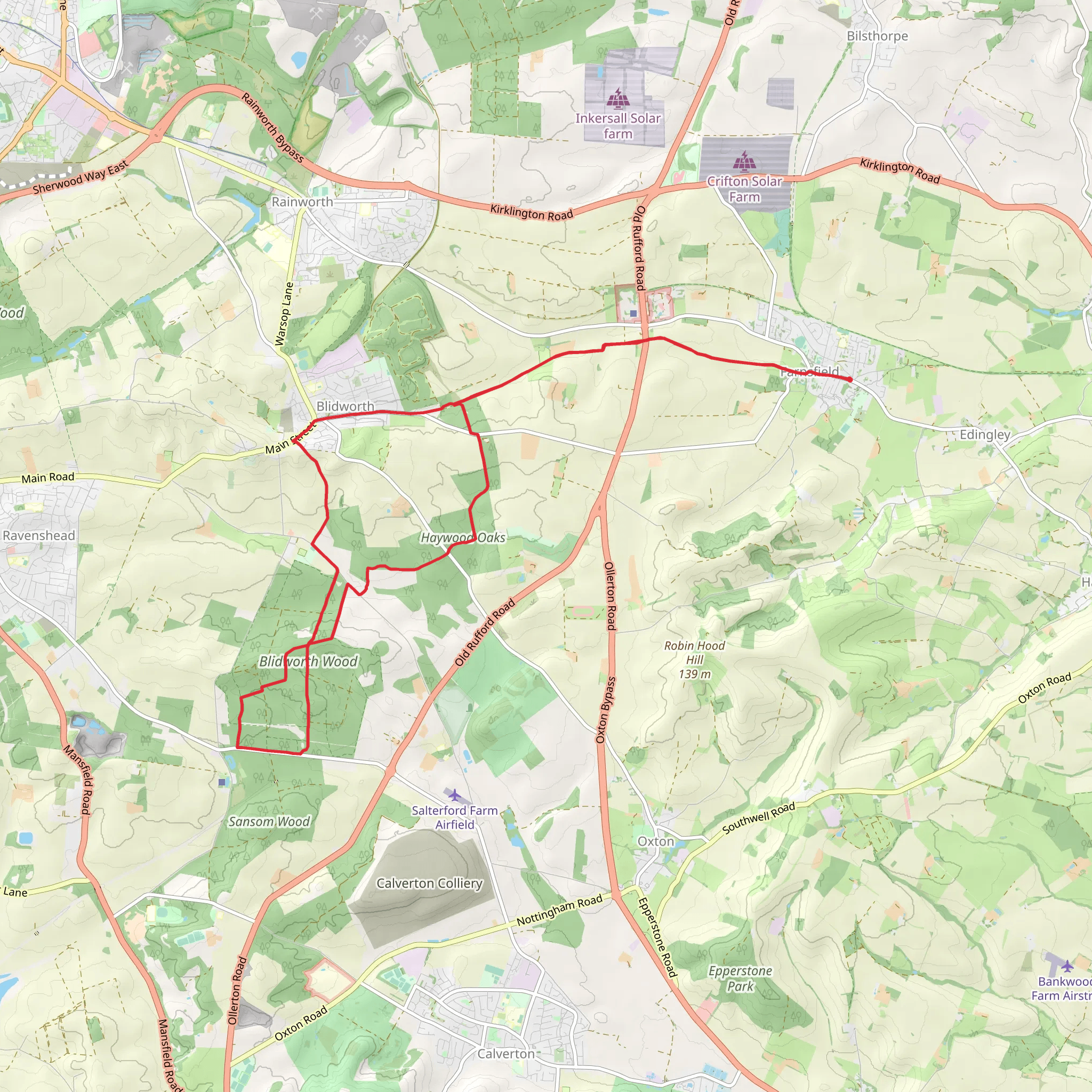 Blidworth Wood via Robin Hood Way mobile static map
