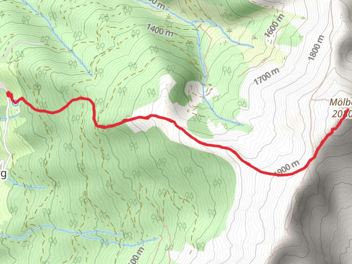 An image depicting the trail Mölbegg and its surrounding area.