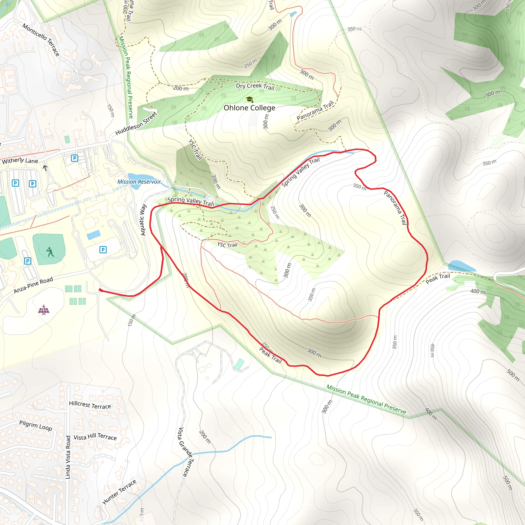 Peak and Panorama Loop Trail mobile static map