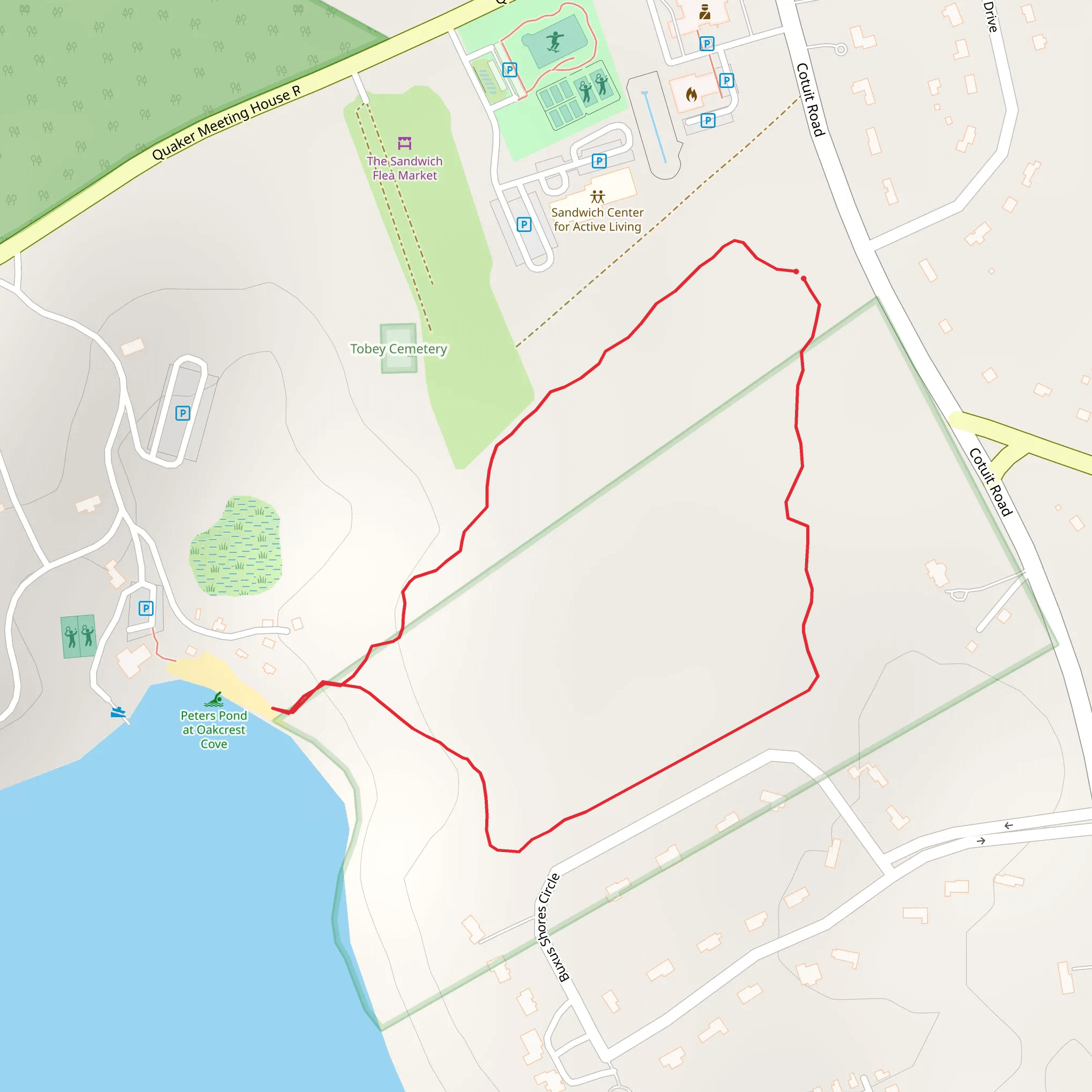 Tobey Cemetery Loop from Cotuit Road mobile static map