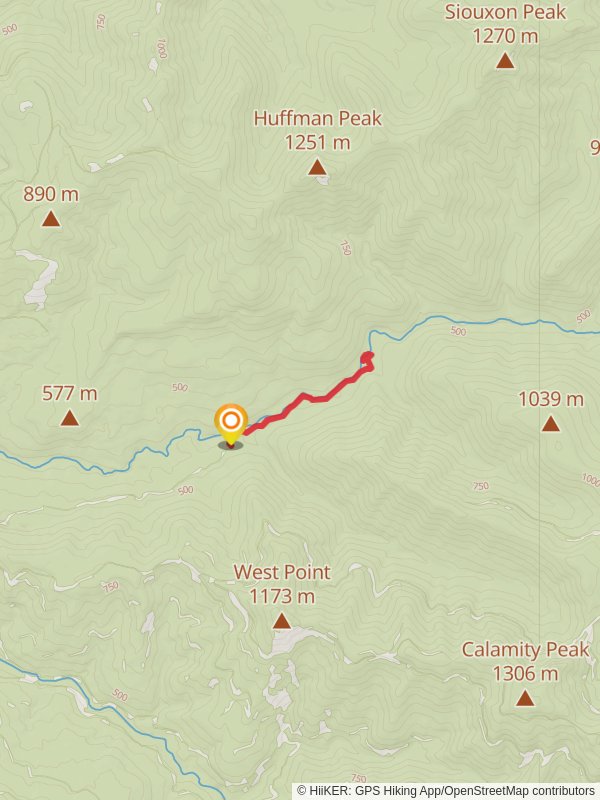 Map of Horseshoe Falls Trail, Skamania County