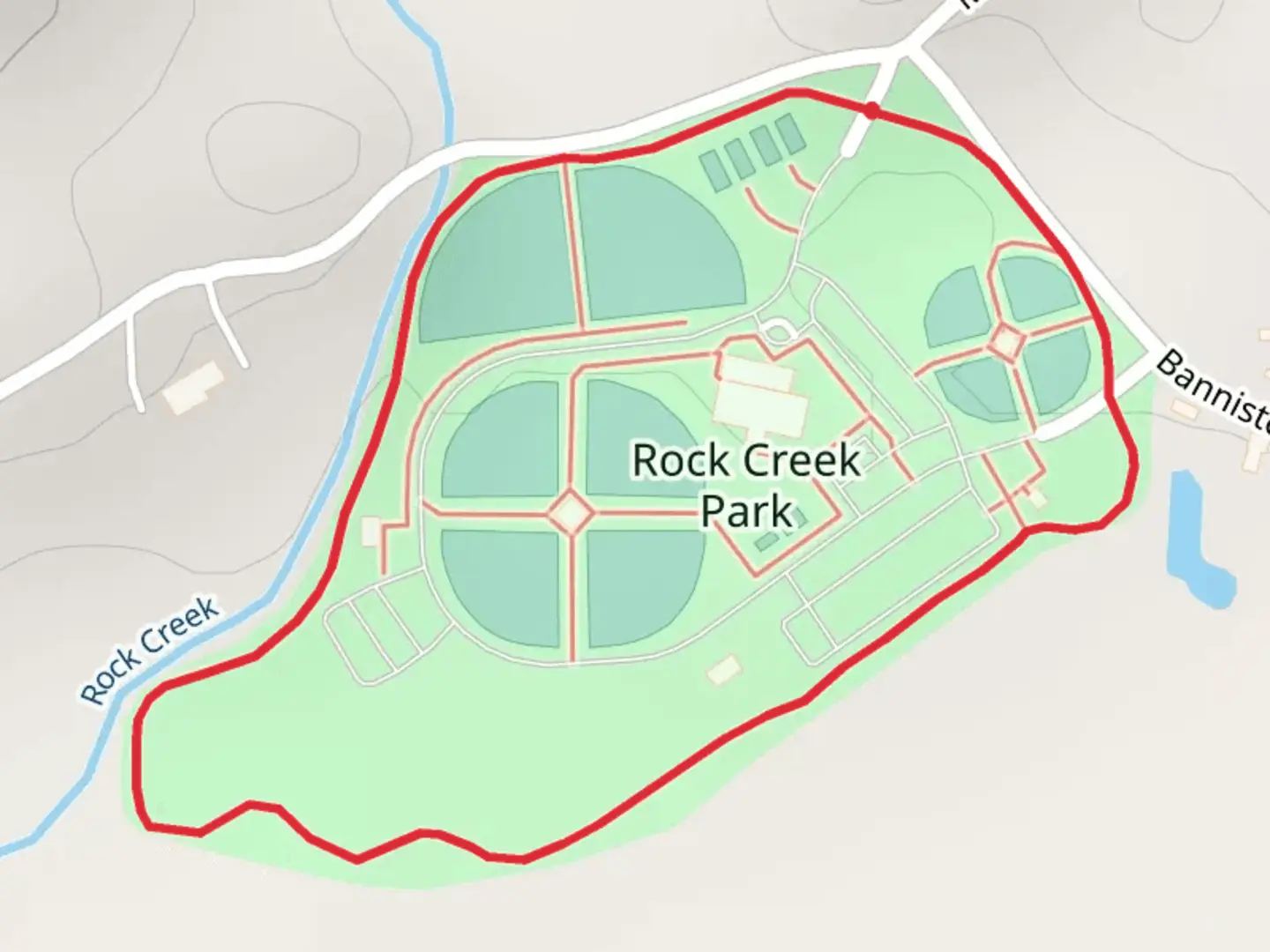 An image depicting the trail Rock Creek Park Loop and its surrounding area.