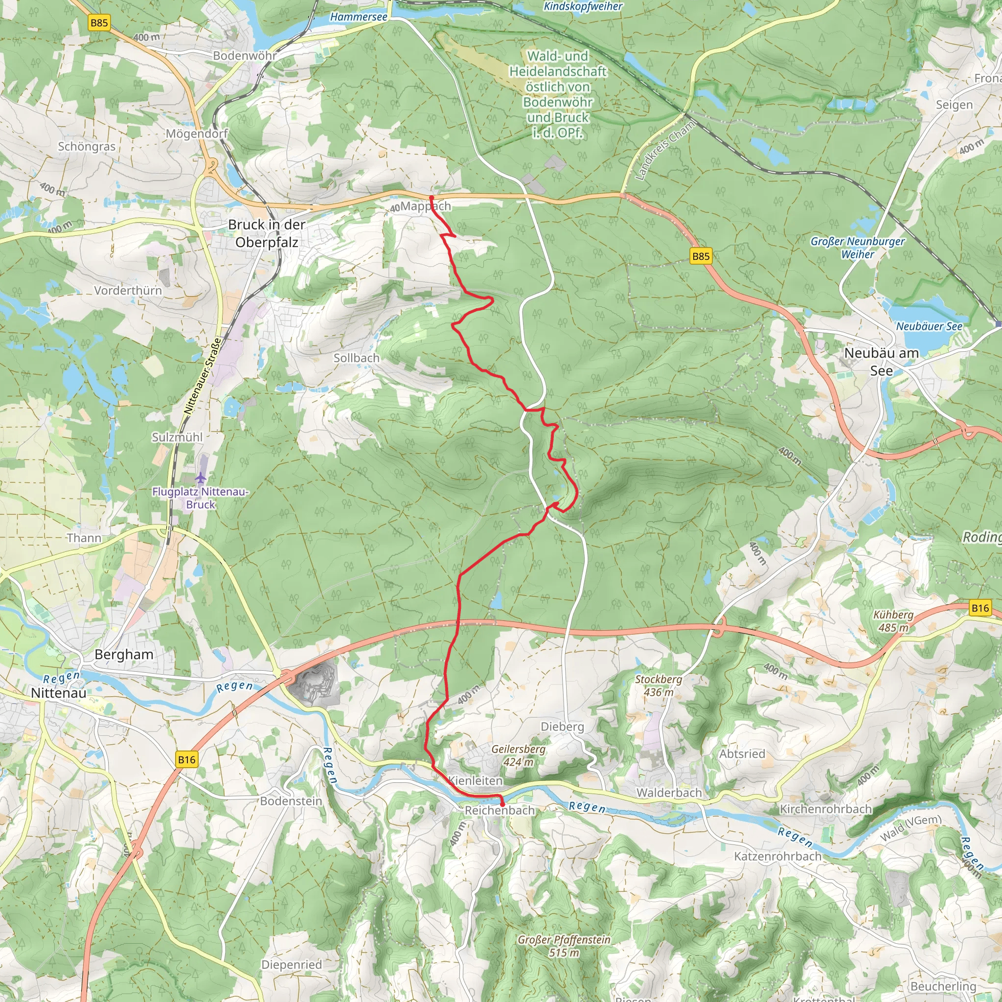 Mappach to Kienleiten via Goldsteig mobile static map