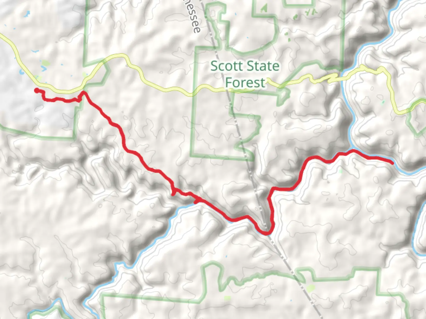 An image depicting the trail Spruce Creek Trail and Oneida and Western Railroad and its surrounding area.