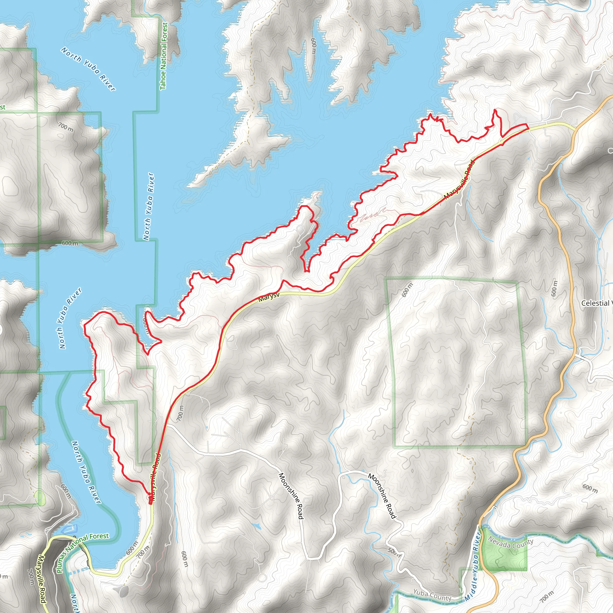 Bullards Bar Trail and Marysville Road Loop mobile static map