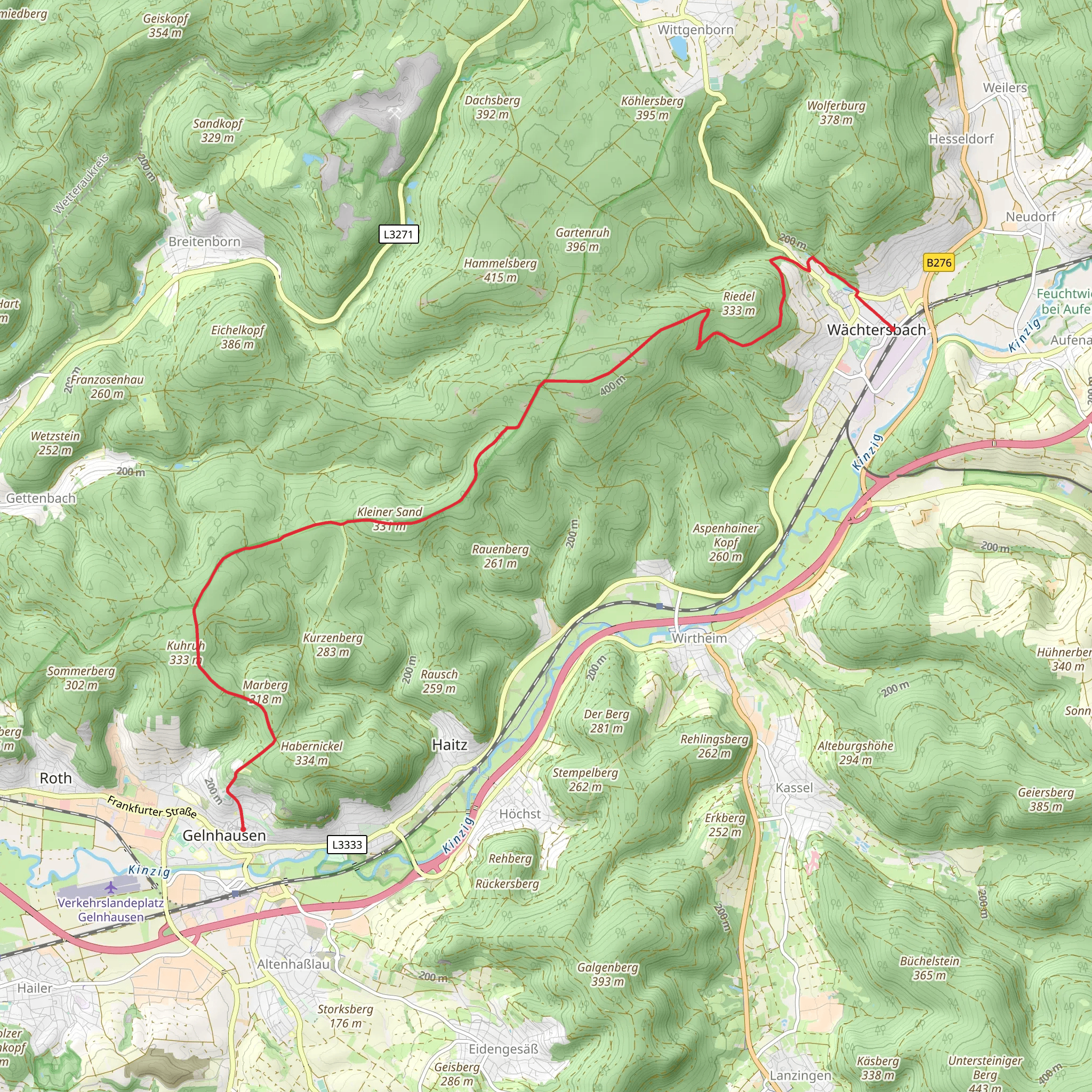 Gelnhausen to Wachtersbach Walk mobile static map