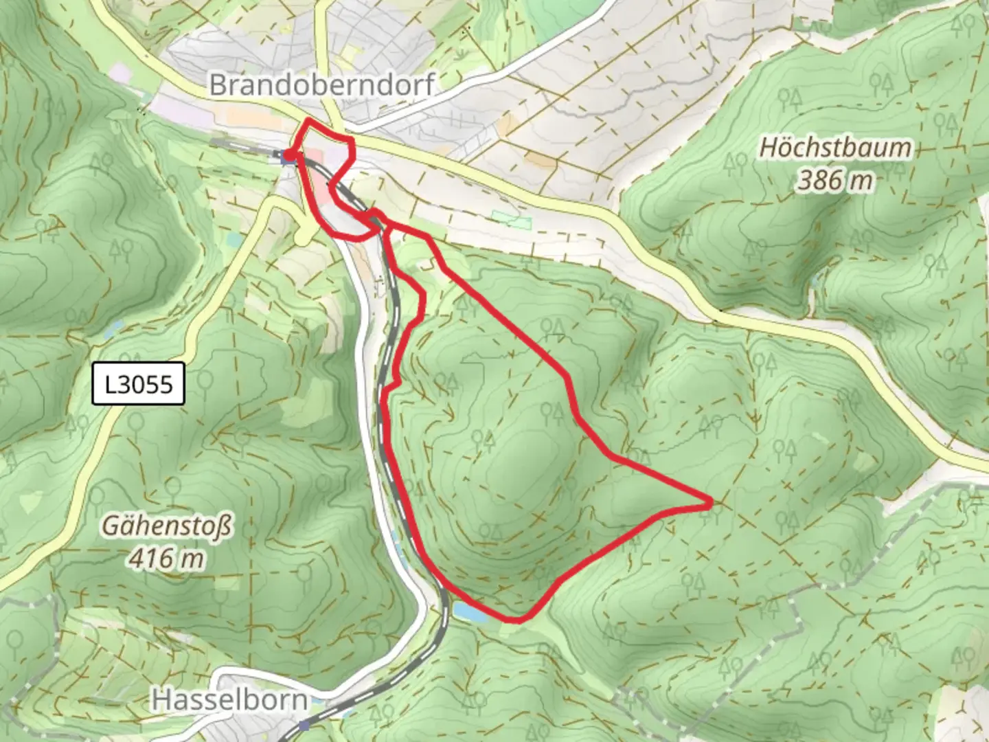 An image depicting the trail Taunusklub Route and its surrounding area.