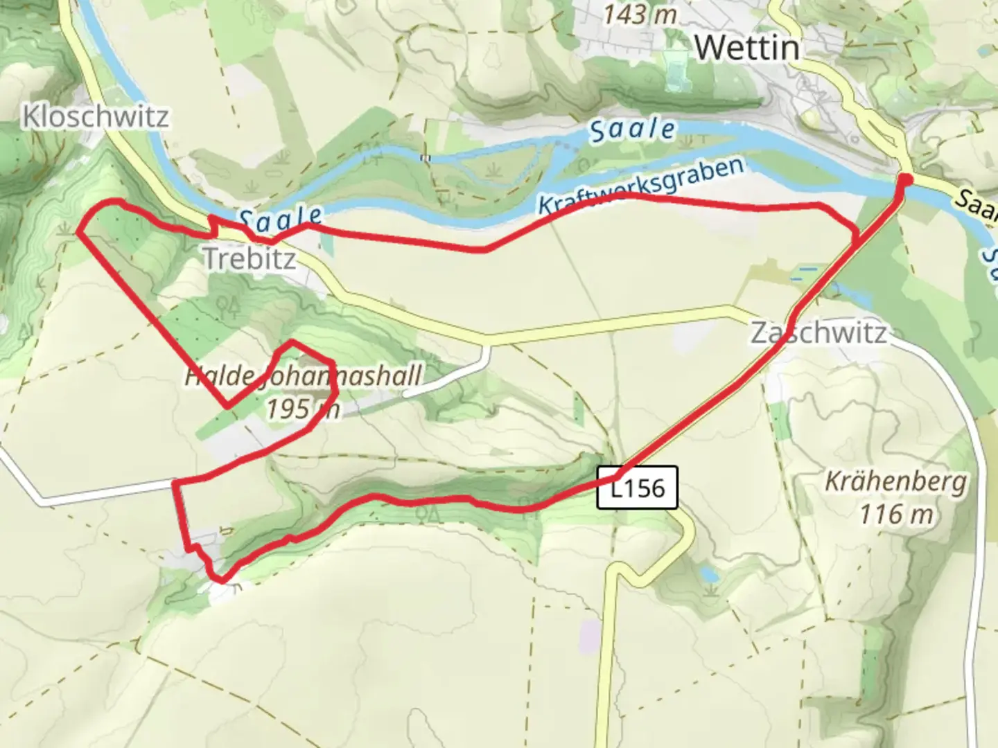 An image depicting the trail Wettin and Johannashall Loop and its surrounding area.