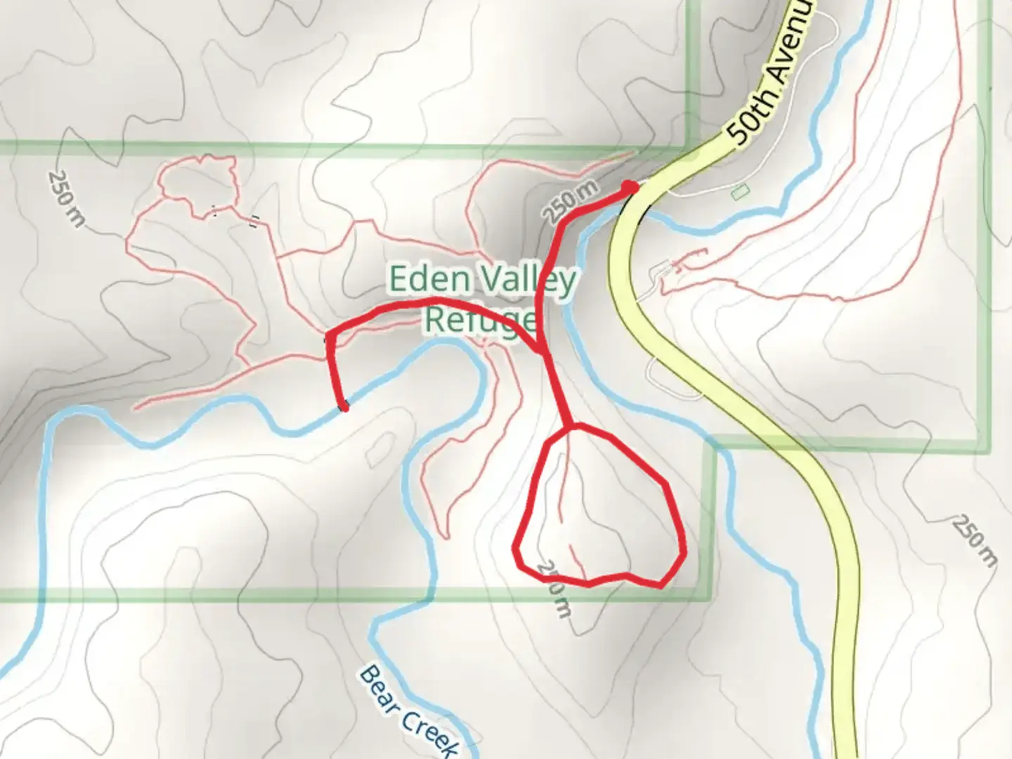An image depicting the trail Bear Creek Loop and its surrounding area.