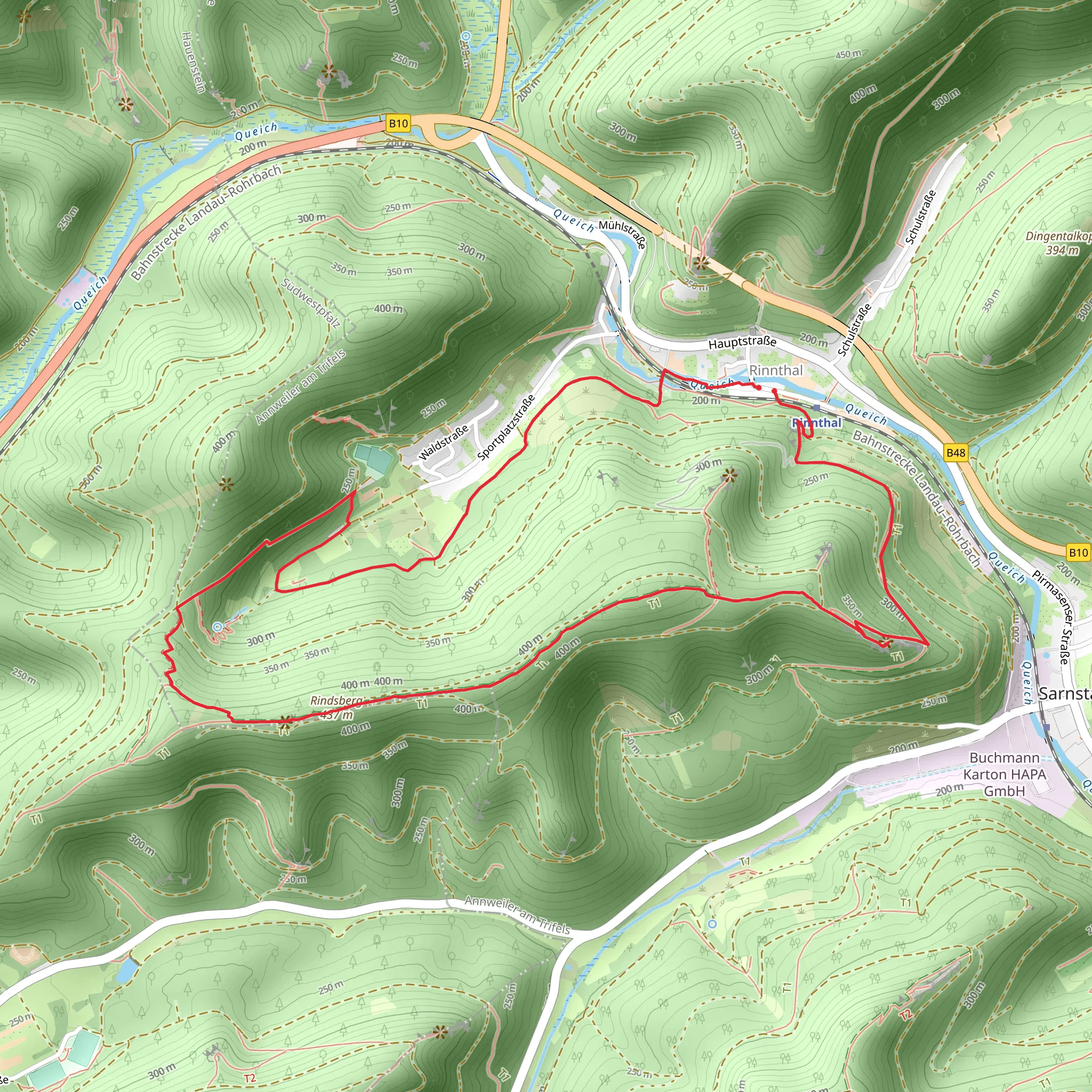 Spirkelbacher Hoehenweg and Herzelweg Rinnthal mobile static map