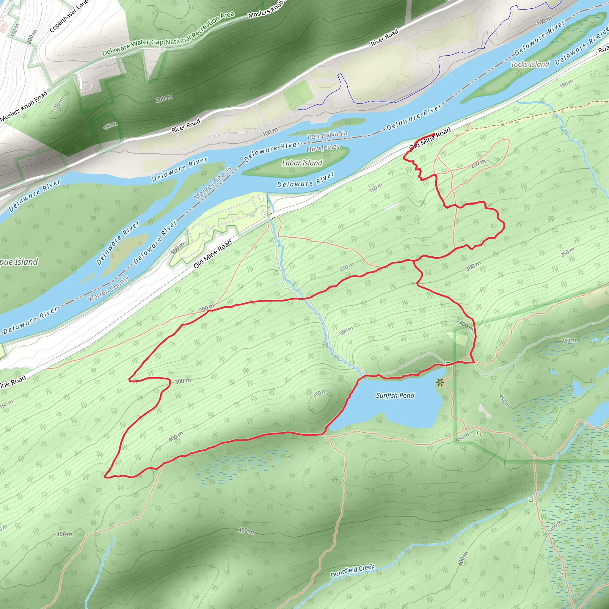 Sunfish Pond via Rockcores Trail mobile static map