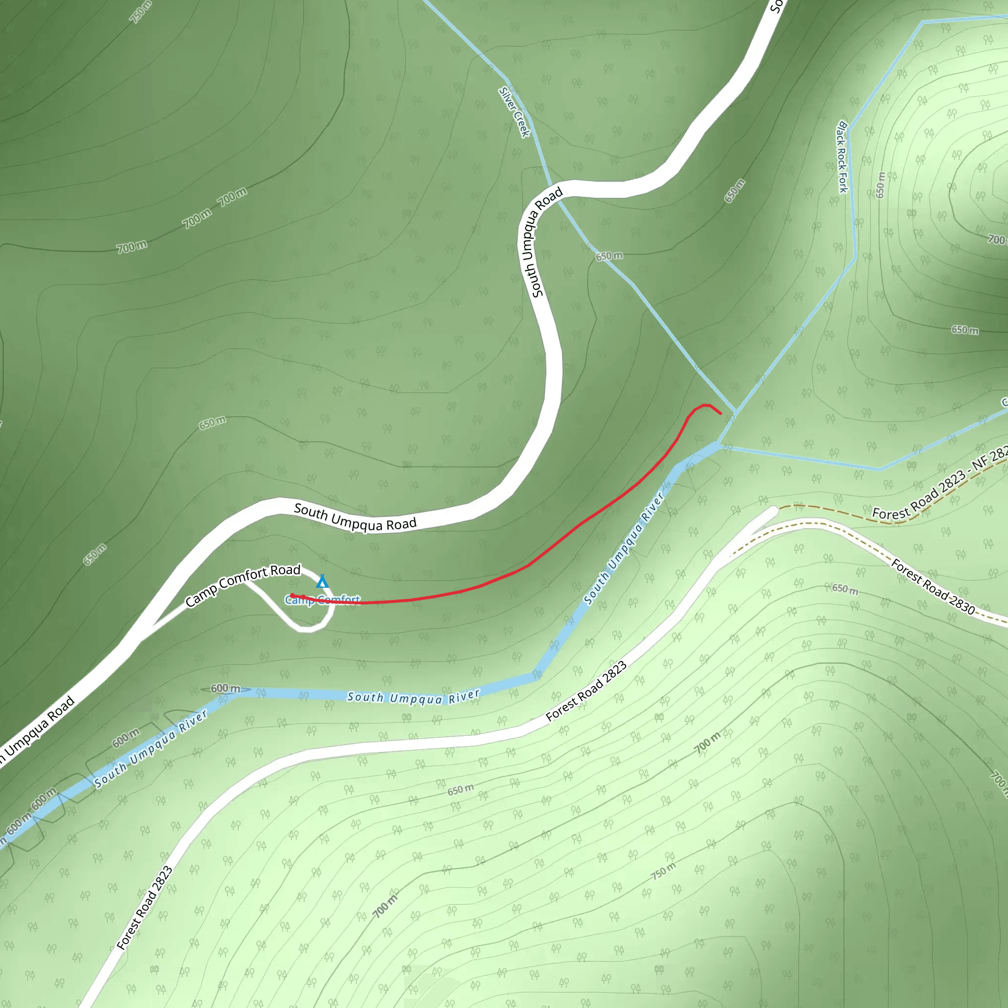Camp Comfort Trail mobile static map