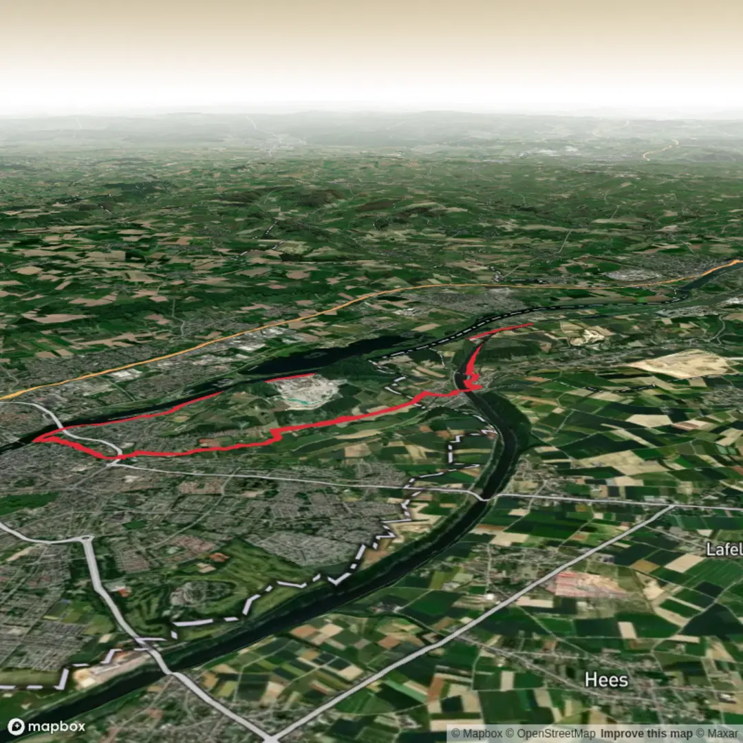 An image depicting the trail Maas and Albertkanaal via Dutch Mountain Trail and its surrounding area.