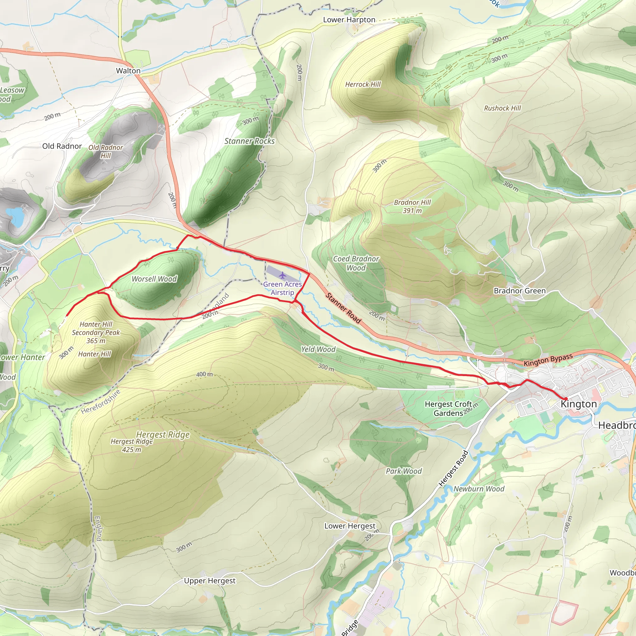 Kington and Worsell Wood Loop mobile static map