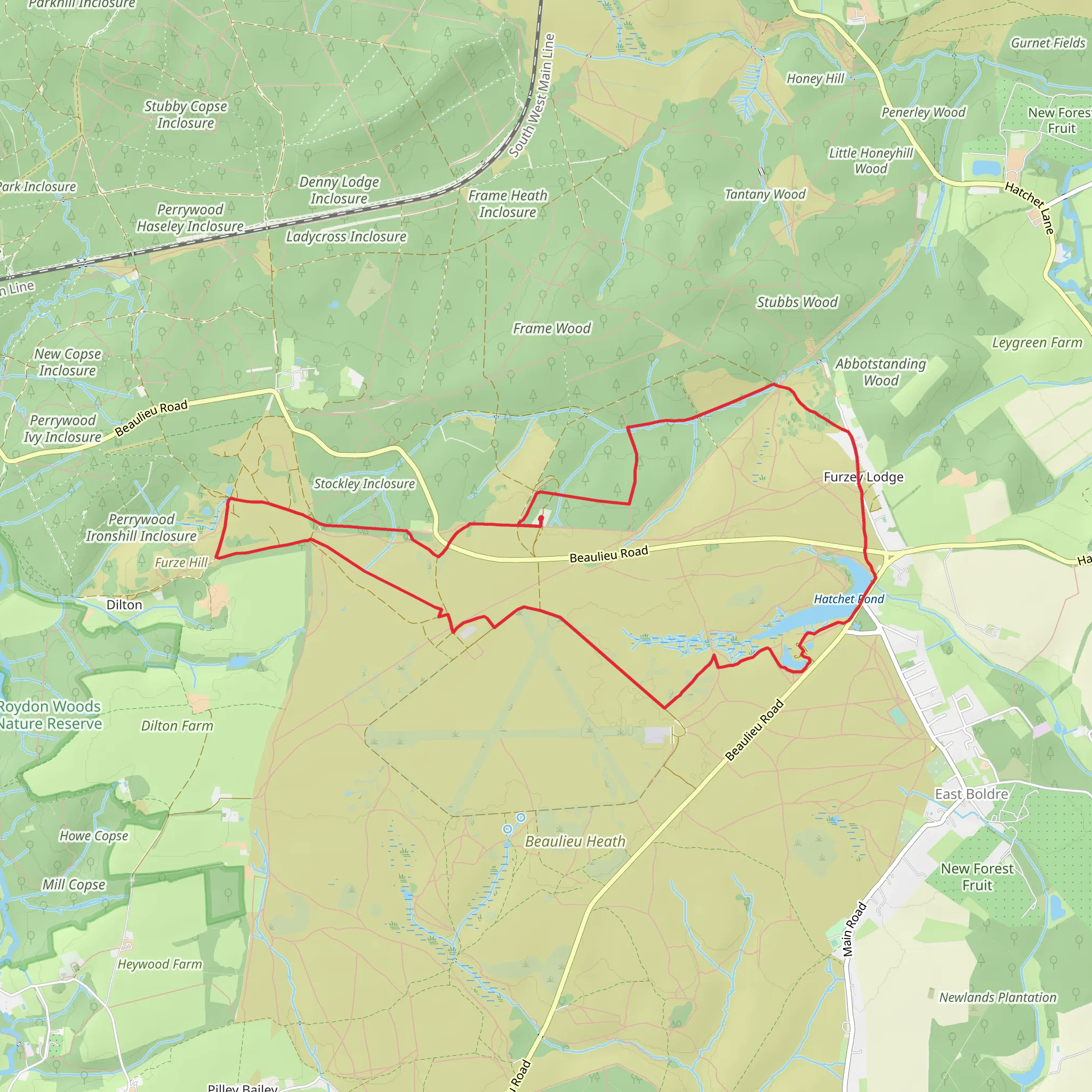 Furzey Lodge, Hatchet Pond and Hawkhill Inclosure Loop mobile static map