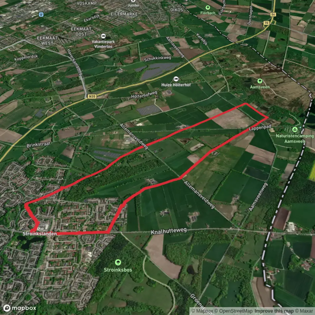 An image depicting the trail Noaberpad and Verwoolds Weg Loop and its surrounding area.
