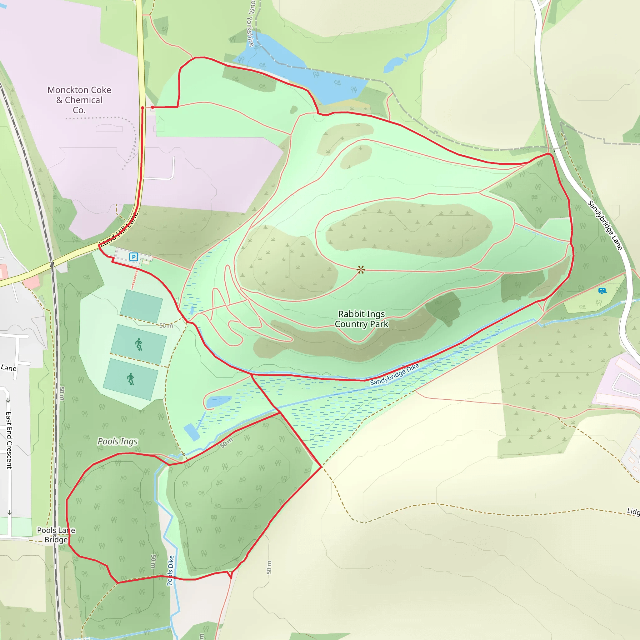 Rabbit Ings Country Park Loop mobile static map