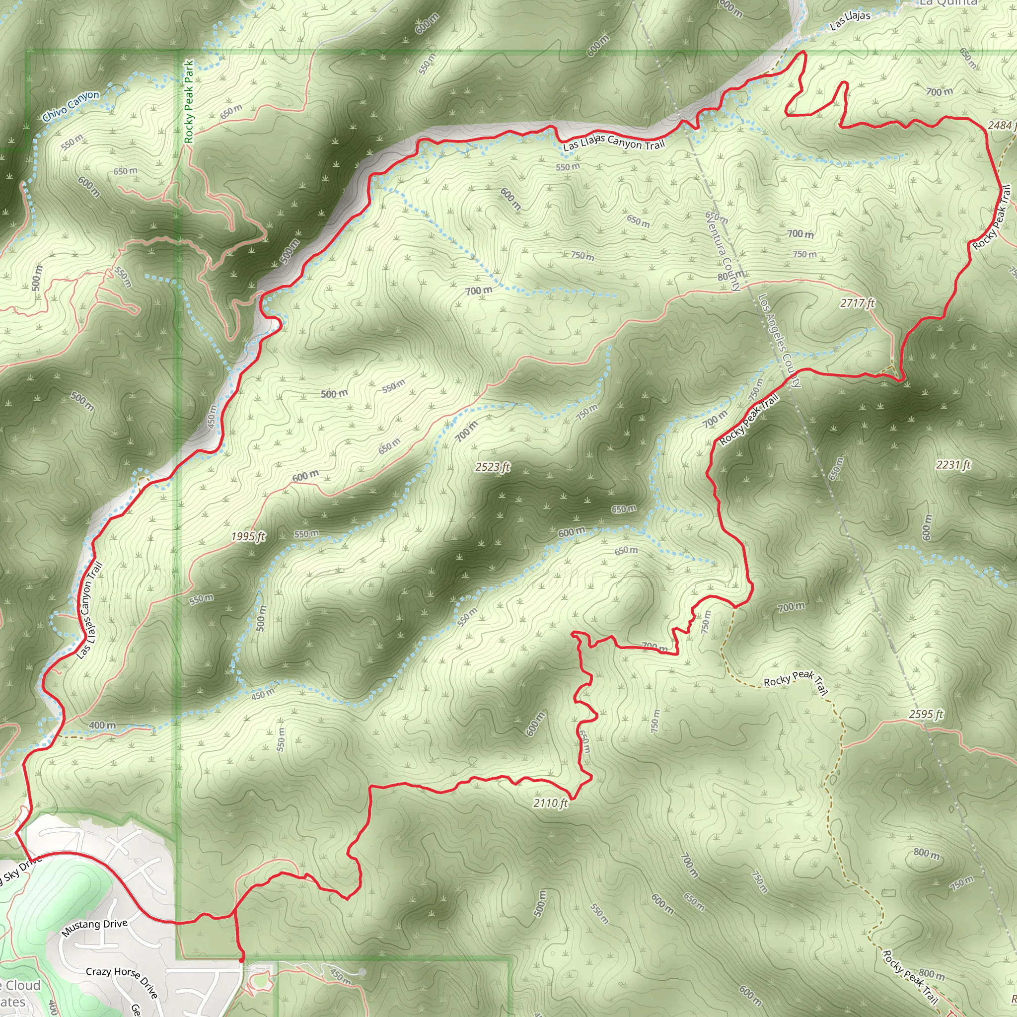Chumash and Las Llajas Canyon Loop Trail mobile static map