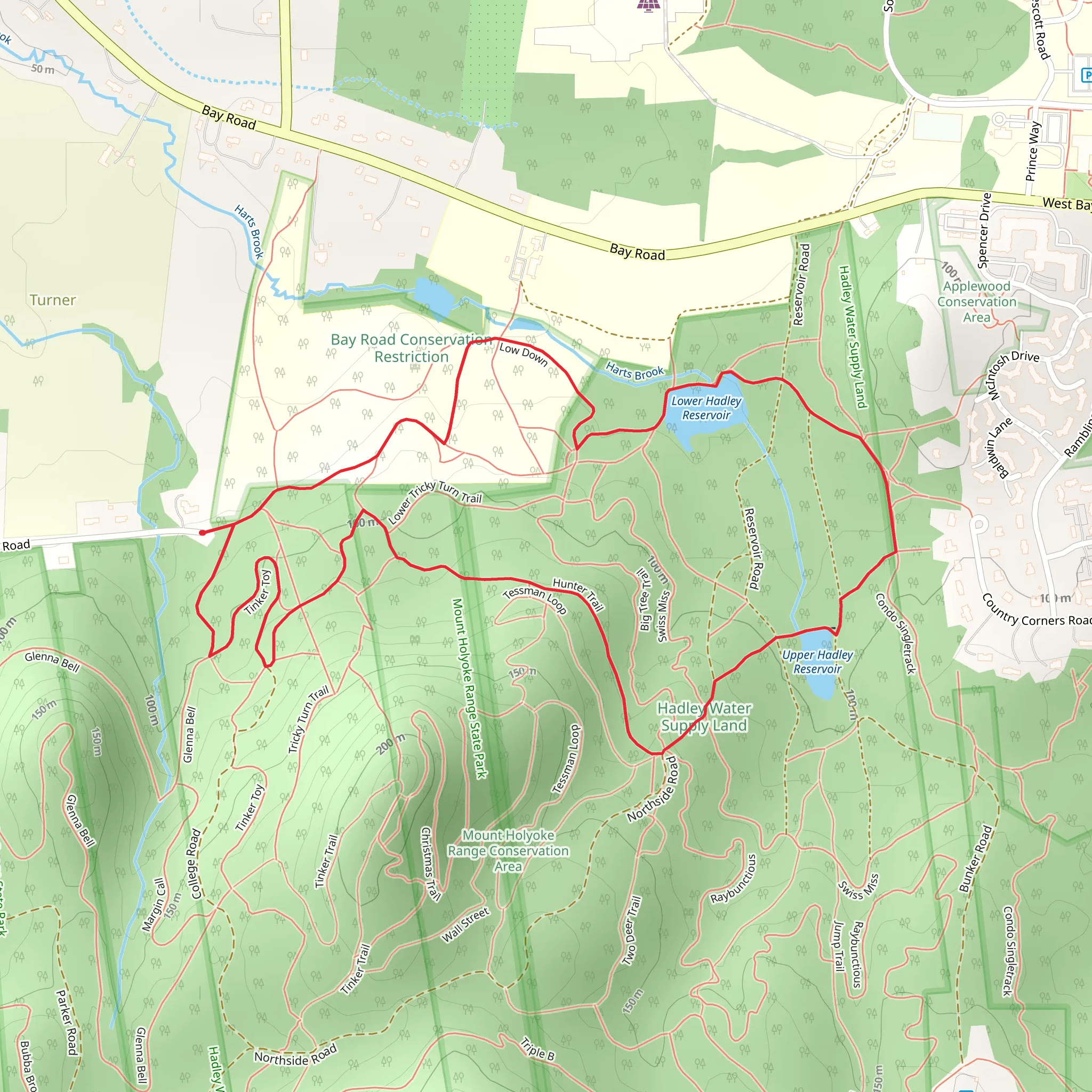 Lower Hadley Reservoir and Upper Hadley Reservoir Loop mobile static map
