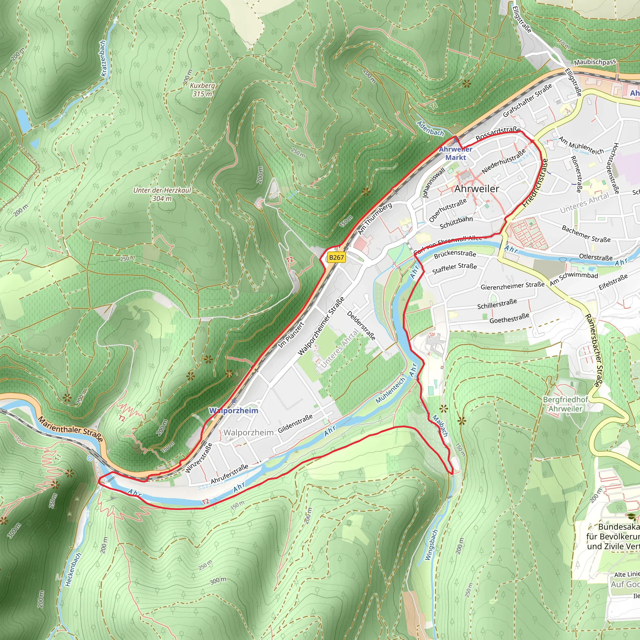 Ahr via Weinbaulehrpfad and Ahrtalweg mobile static map