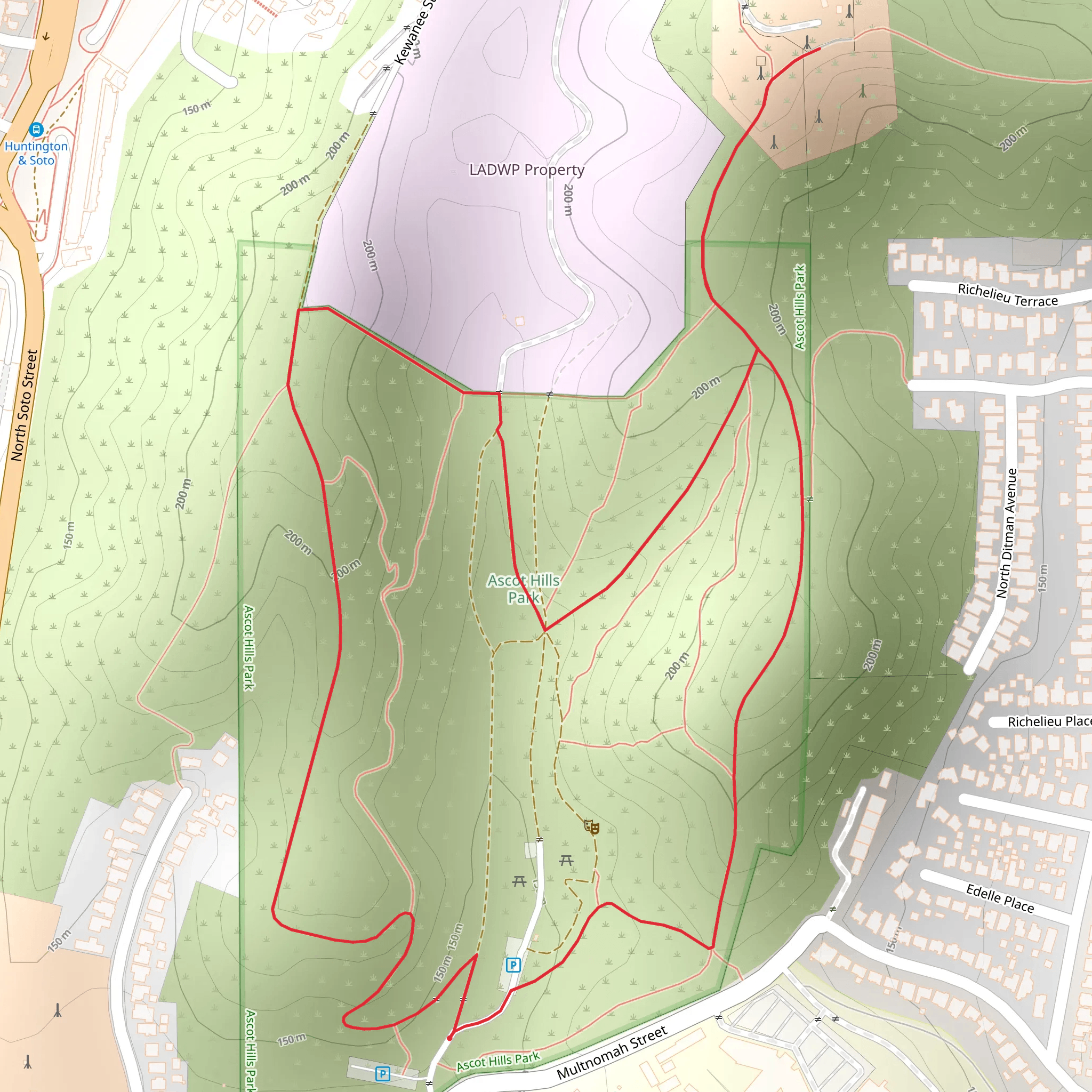 Ascot Hills Park Loop mobile static map