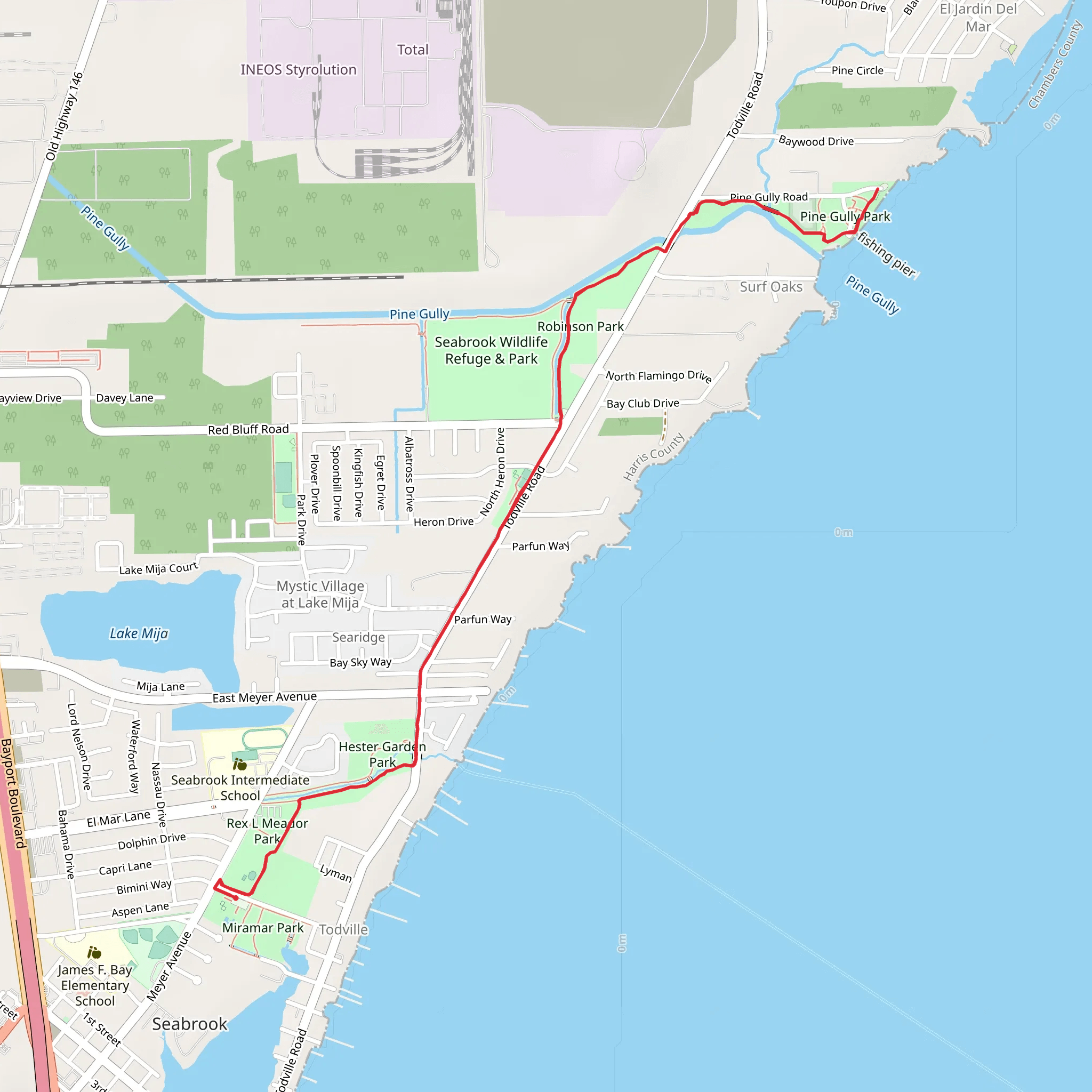 Rex L Meador Park to Robinson Park mobile static map