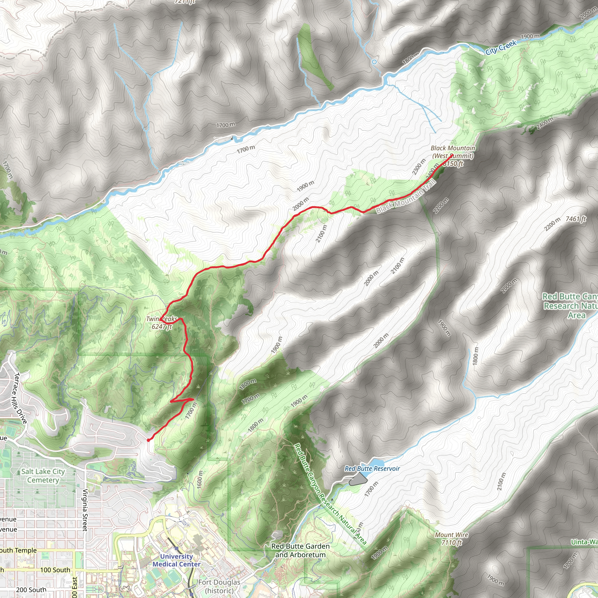 Terror Ridge Trail and Black Mountain Trail mobile static map