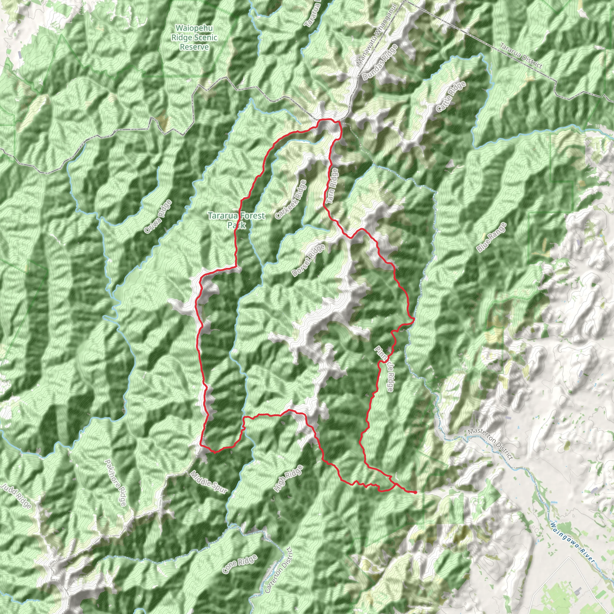Tararua Range Mutli-day Loop mobile static map