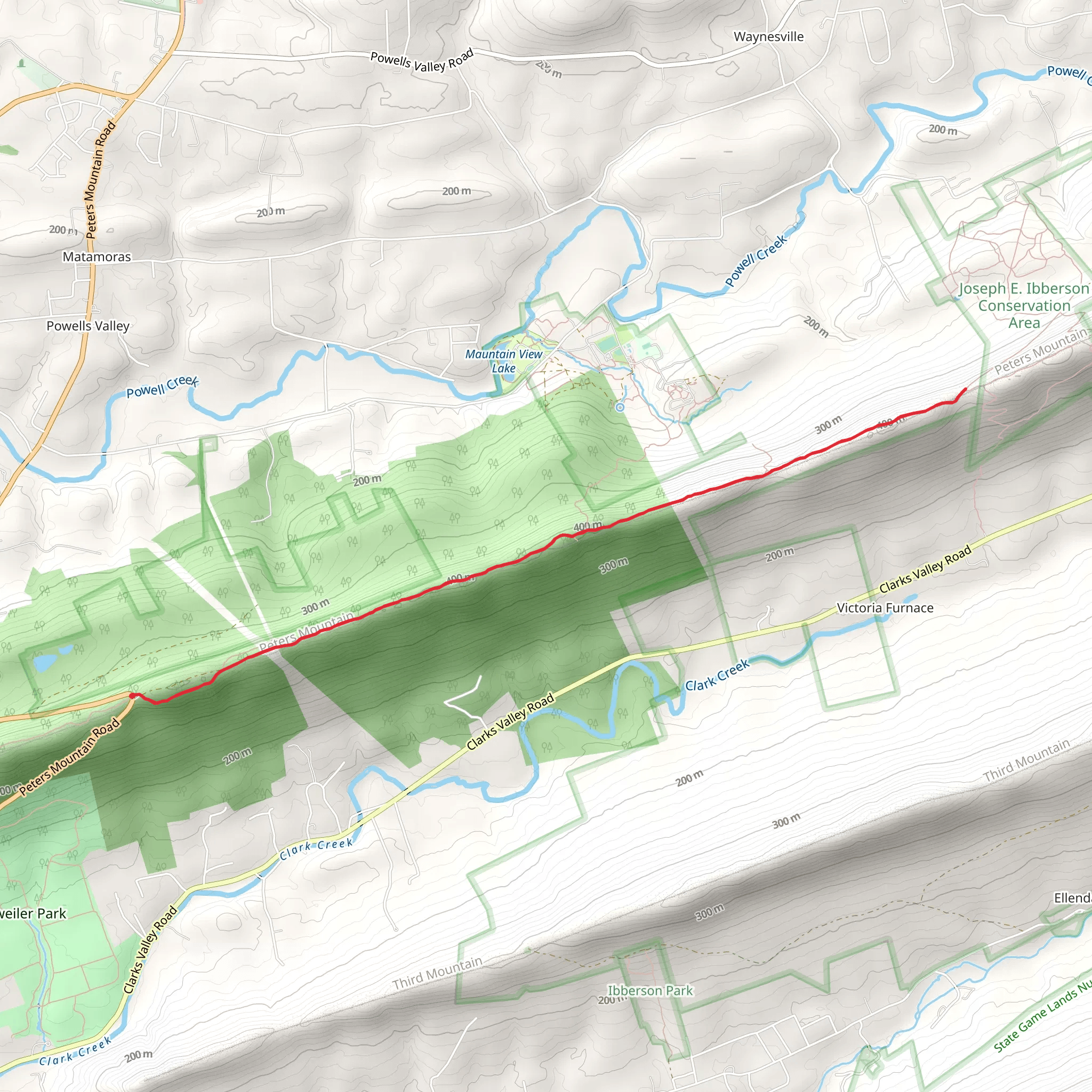 Appalachian National Scenic Trail via Peters Mountain Road mobile static map