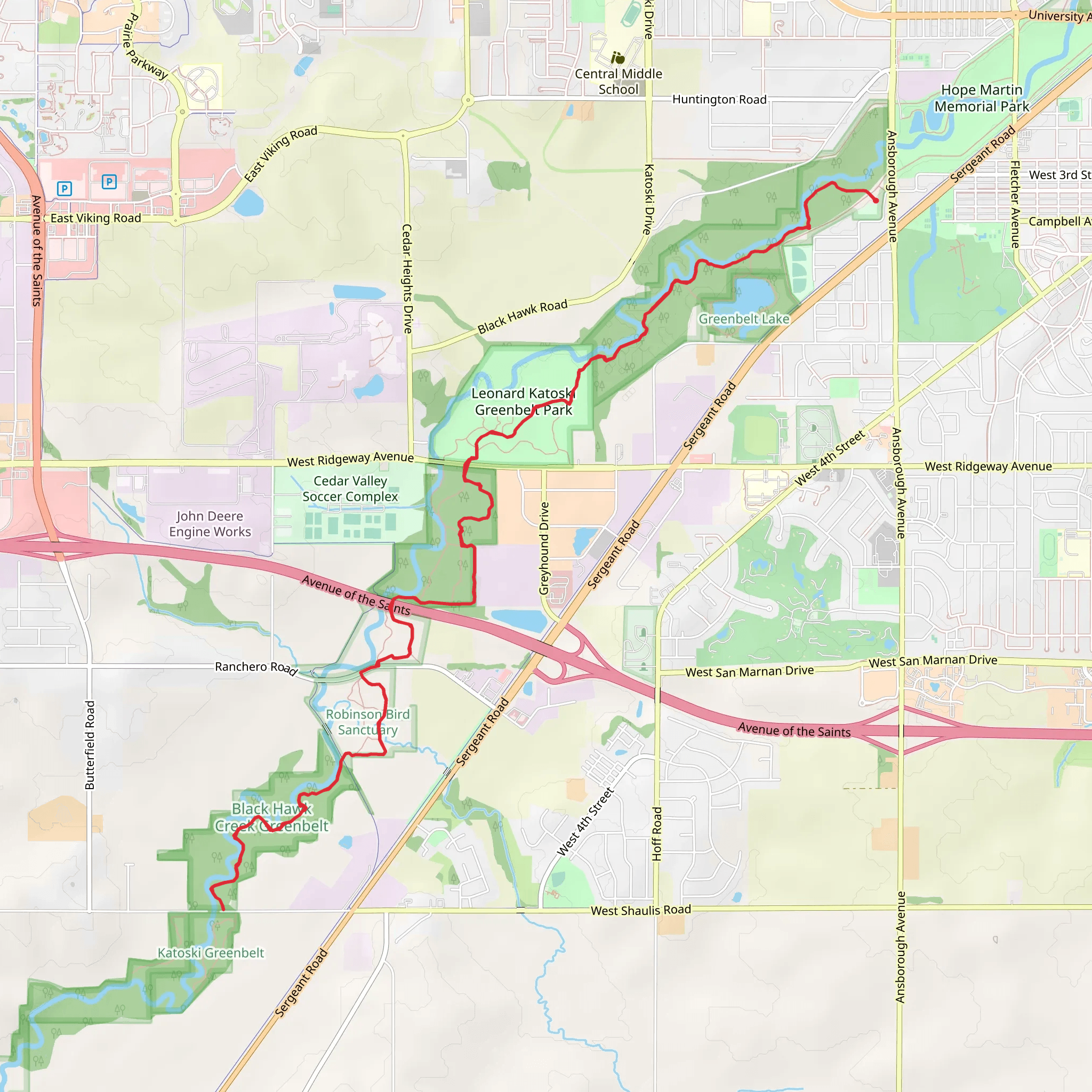 Walk along Black Hawk Creek - Campbell Avenue mobile static map