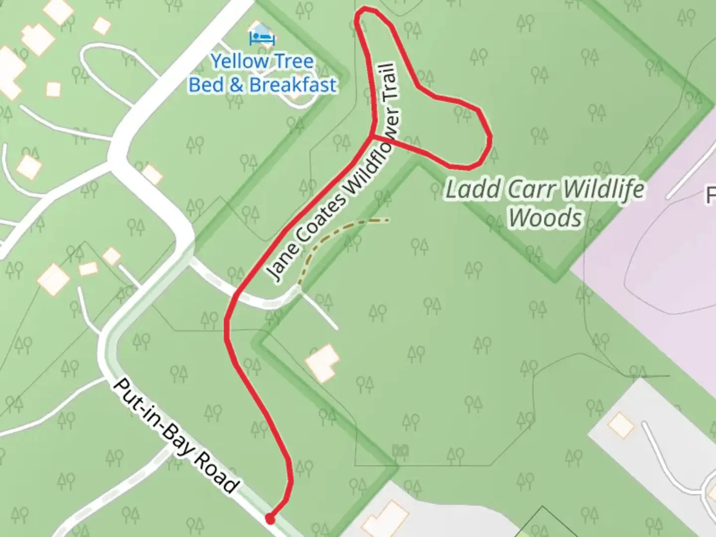 An image depicting the trail Jane Coates Wildflower Trail and its surrounding area.