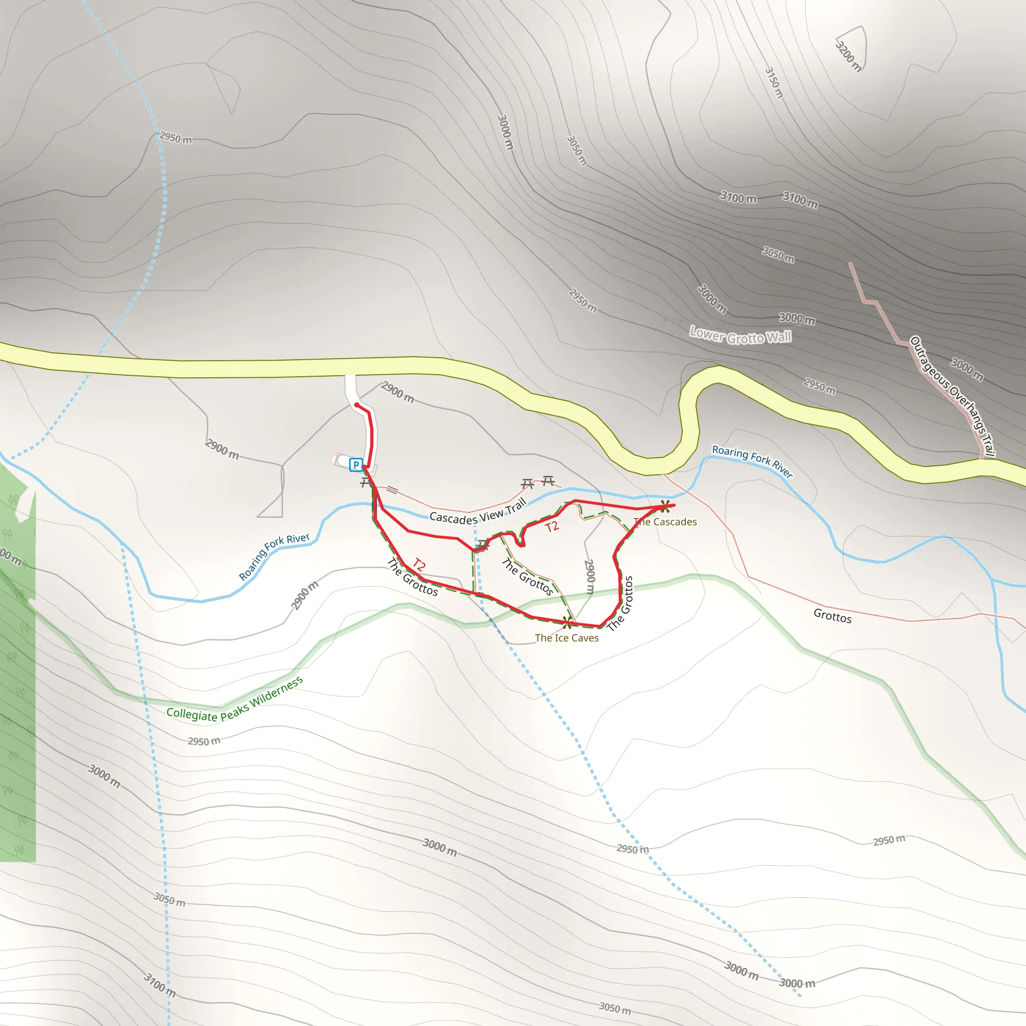 The Grottos and Roaring Fork River Loop mobile static map