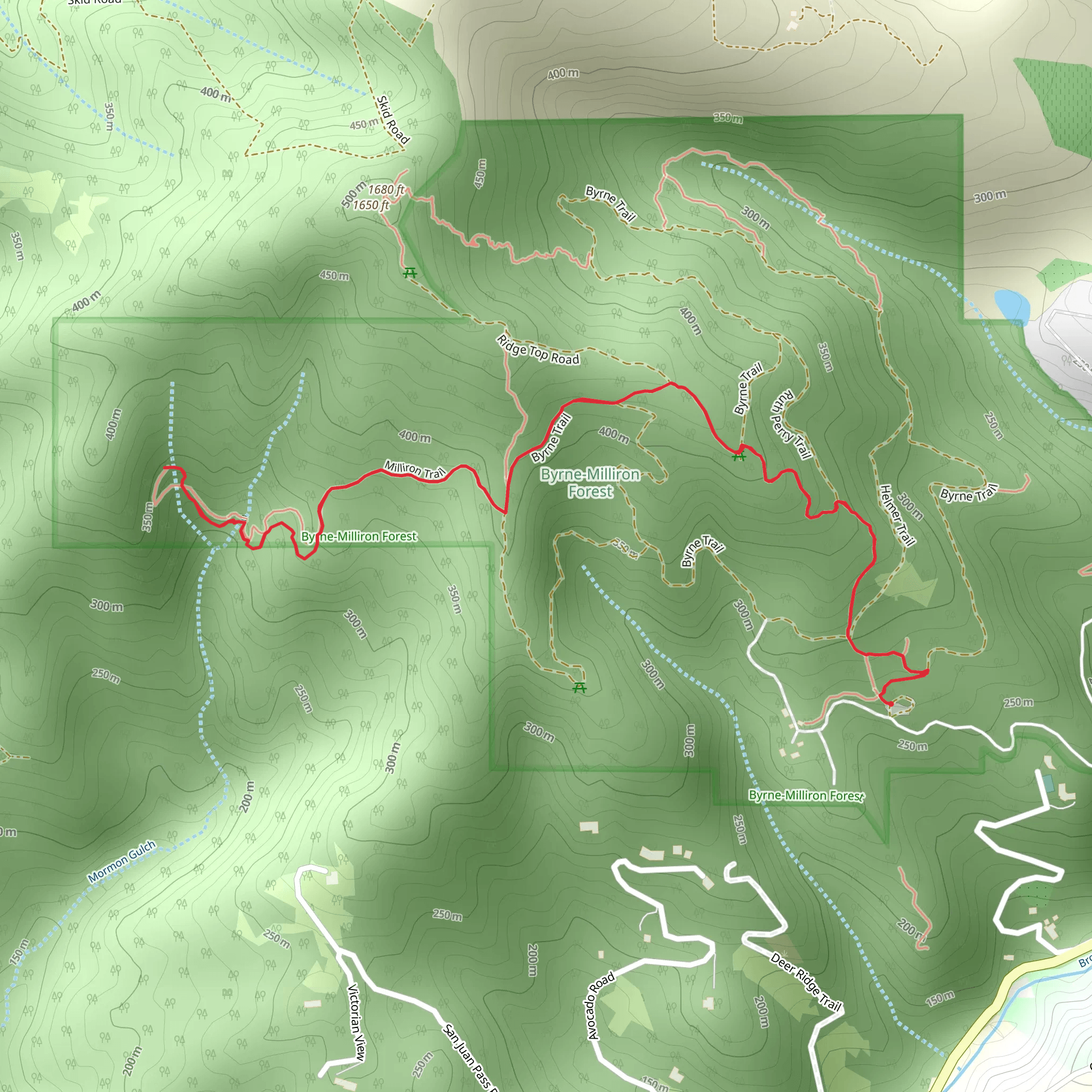Milliron Trail via Byrne Trail mobile static map