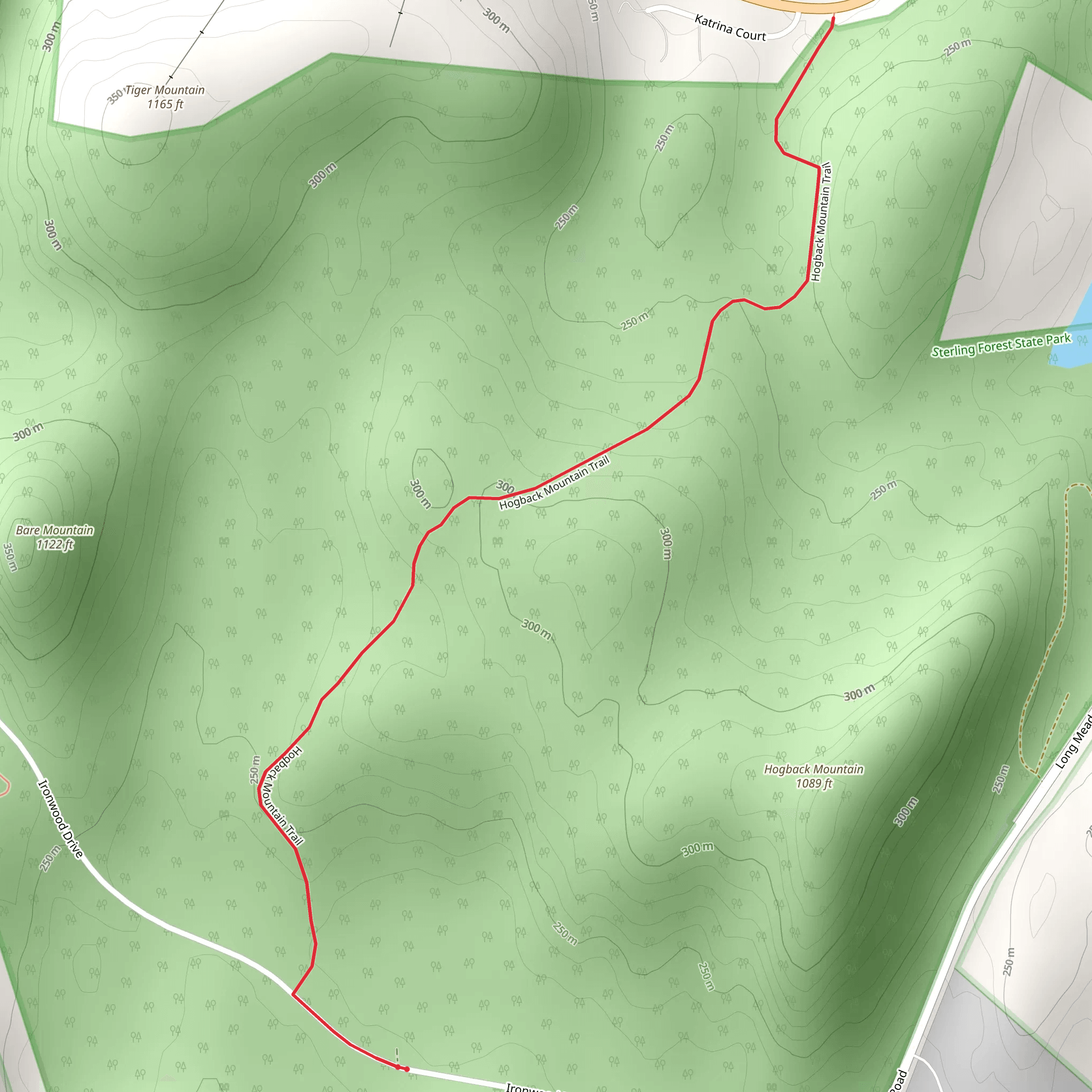 Hogback Mountain from Greenwood mobile static map