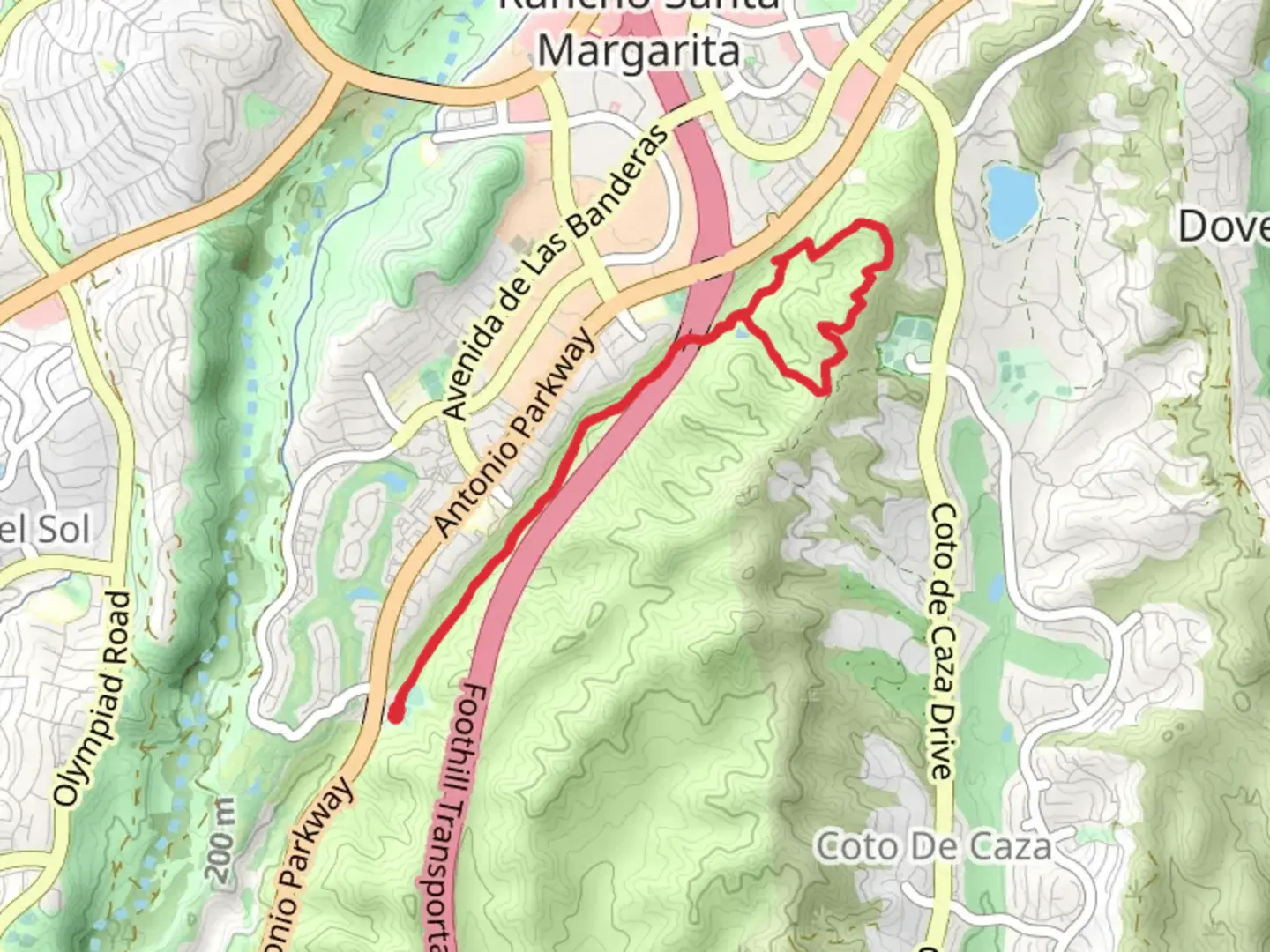 An image depicting the trail Tijeras Creek Trail Out and Back and its surrounding area.