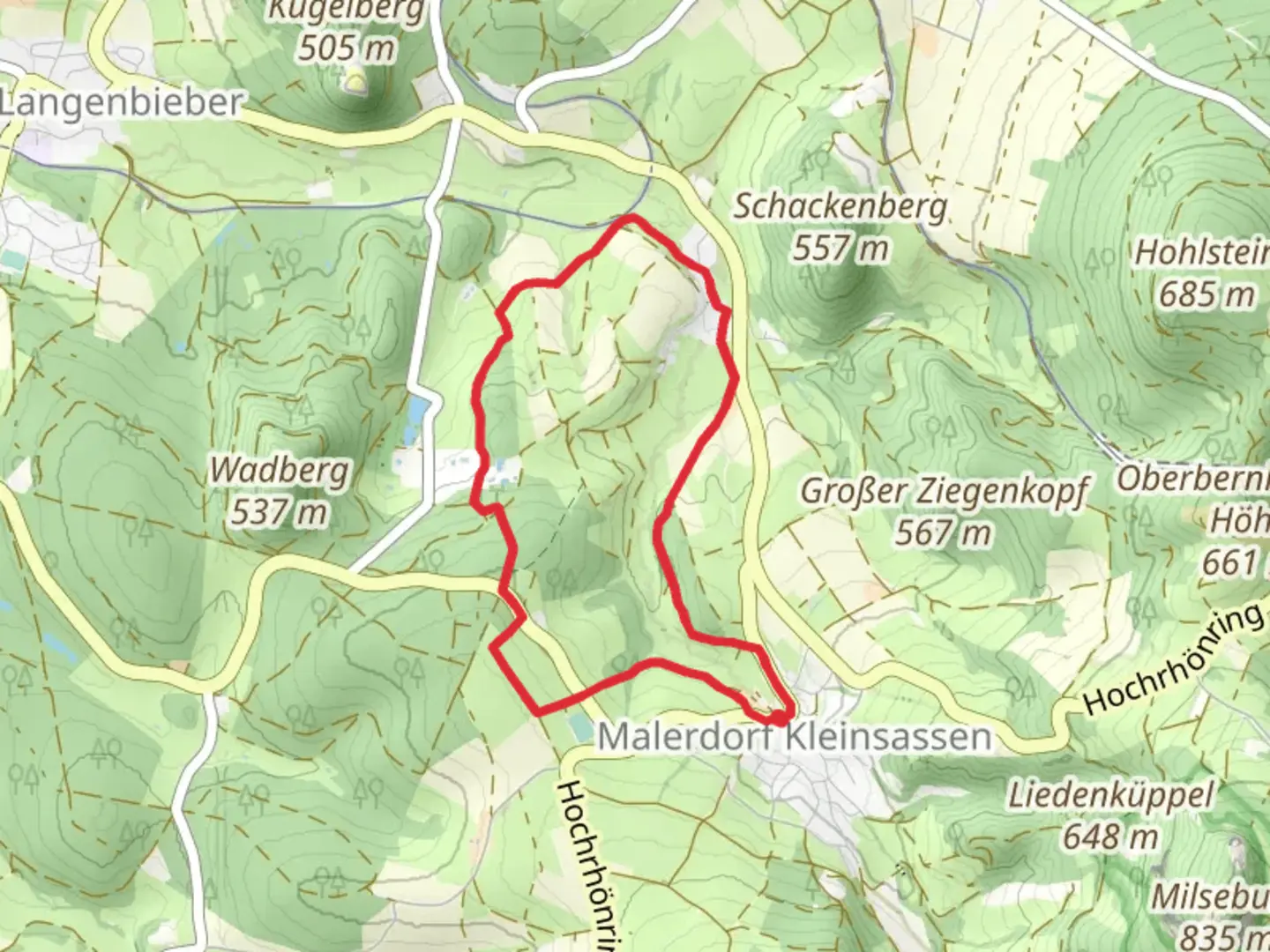 An image depicting the trail Milseburg Fuldagau Loop and its surrounding area.