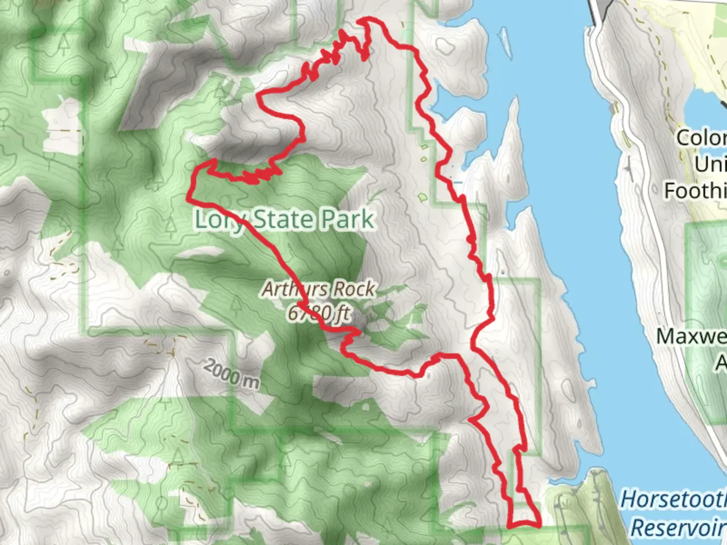 An image depicting the trail Arthurs Rock and South Valley Loop and its surrounding area.