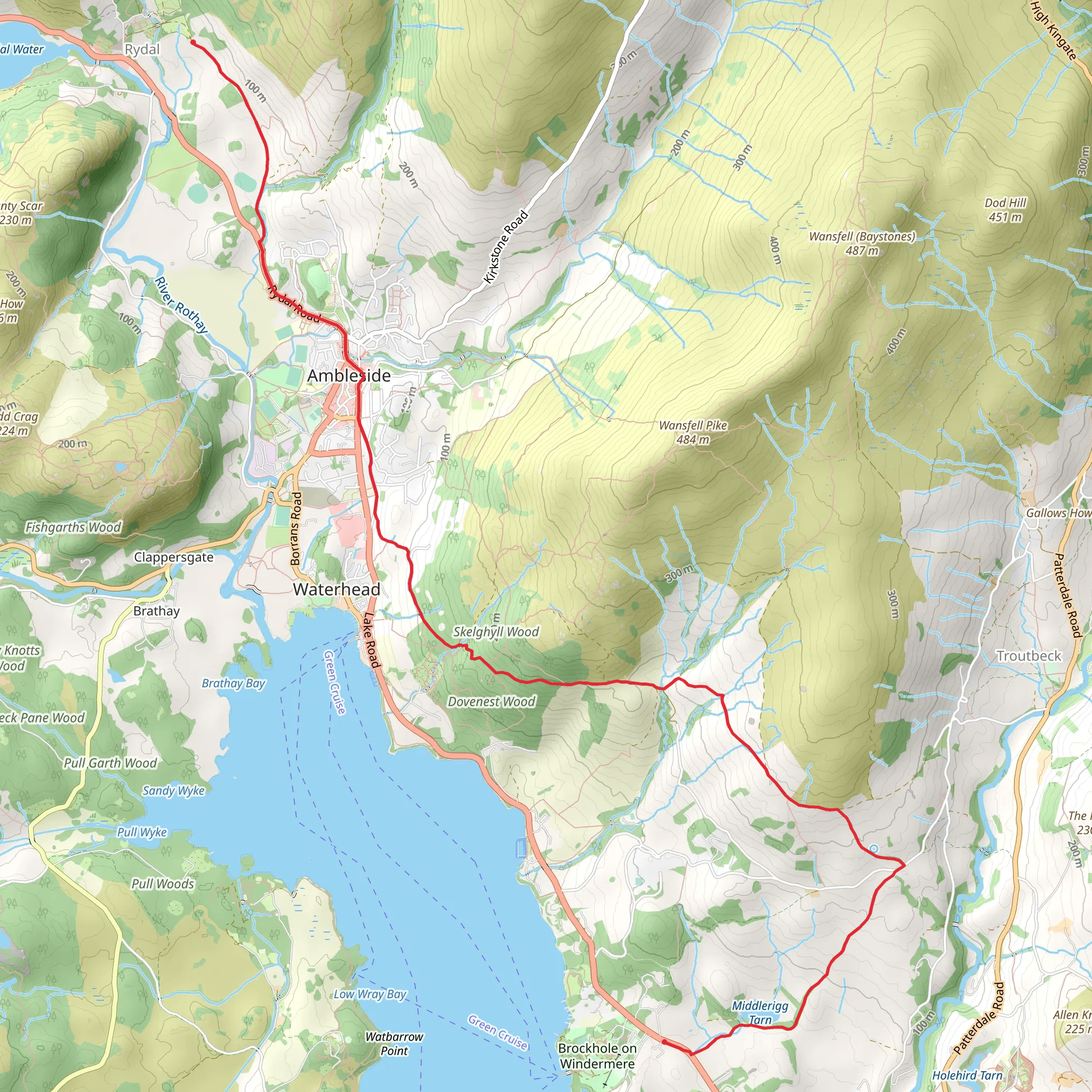 Bowscale Tarn, Skelghyll Wood and Rydal Park Walk mobile static map