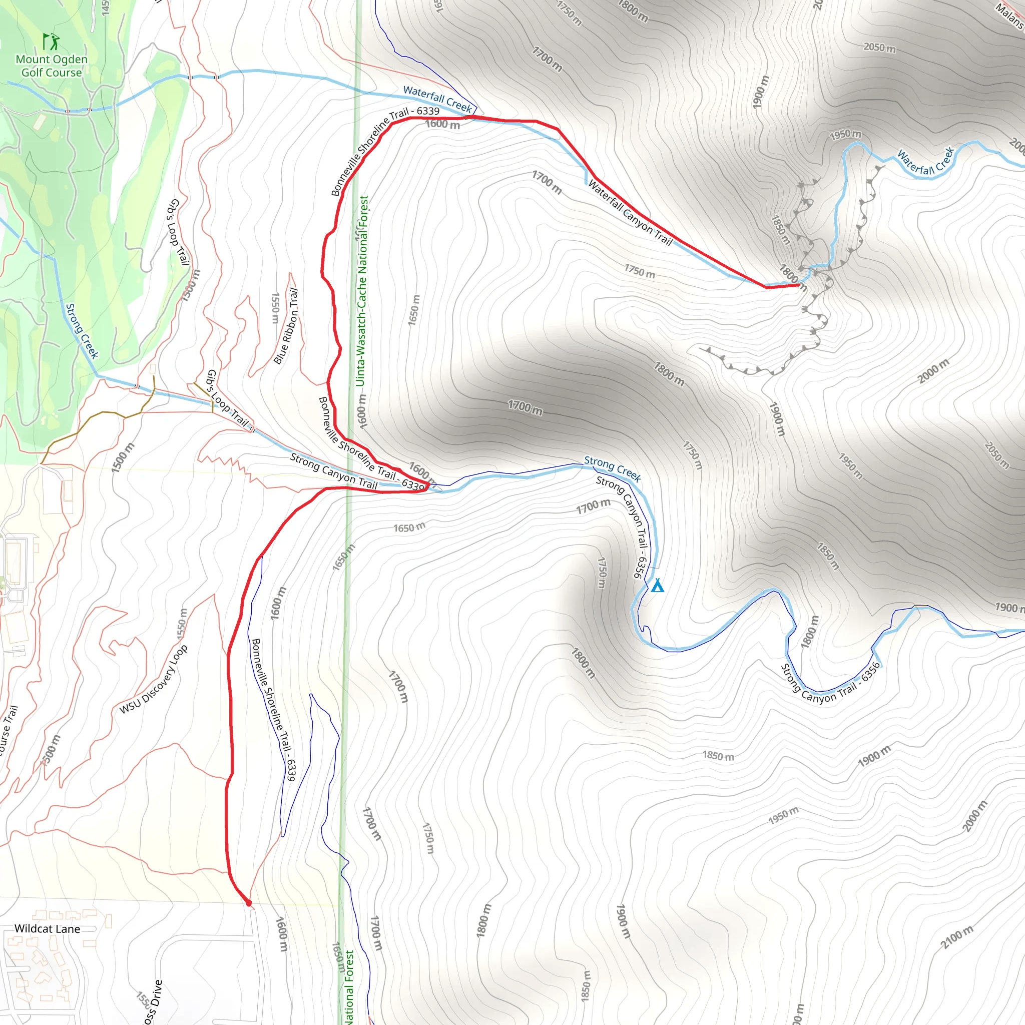 BST and Waterfall Canyon Trail mobile static map