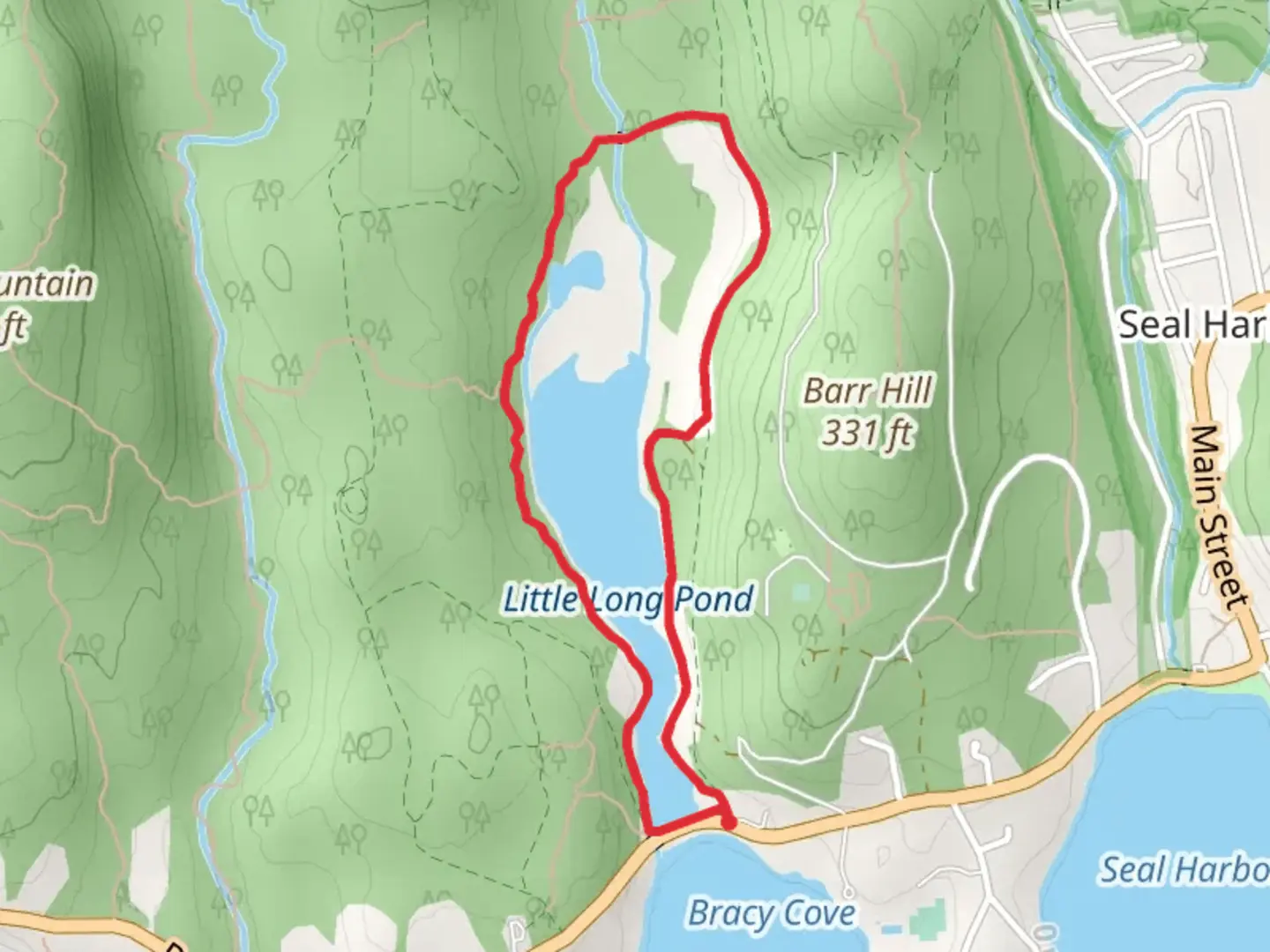 An image depicting the trail Jordan Stream and Little Long Pond Loop and its surrounding area.