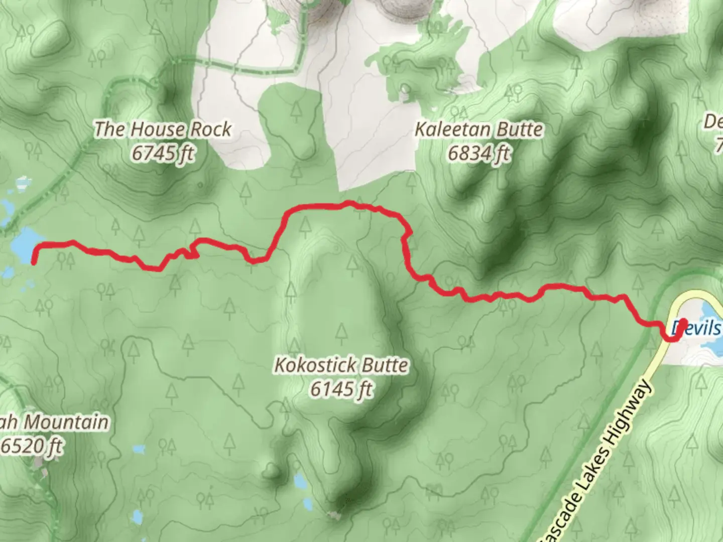 An image depicting the trail Sisters Mirror Lake via Wickiup Plains Trail and its surrounding area.