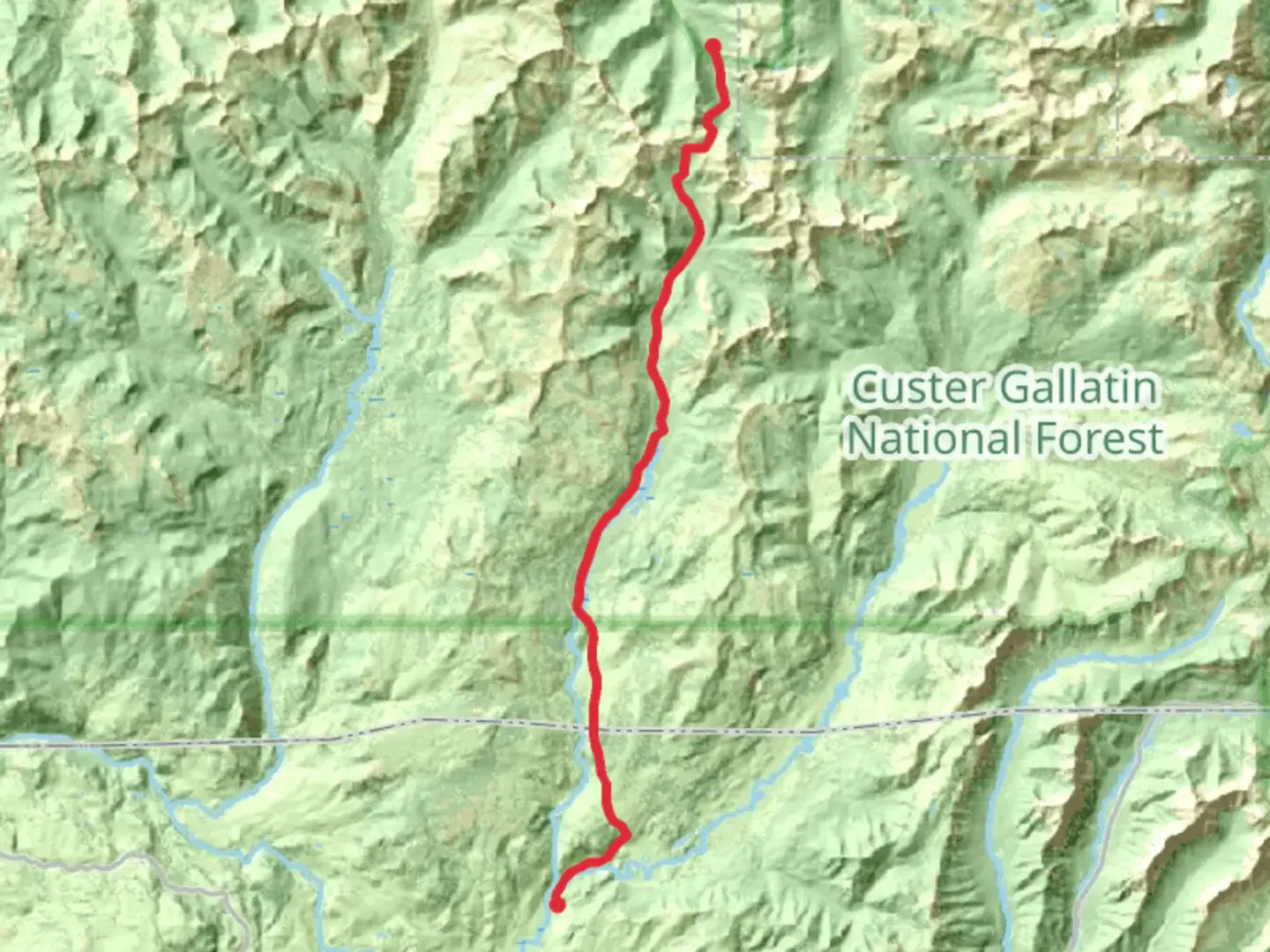 An image depicting the trail Buffalo Fork Trail and its surrounding area.